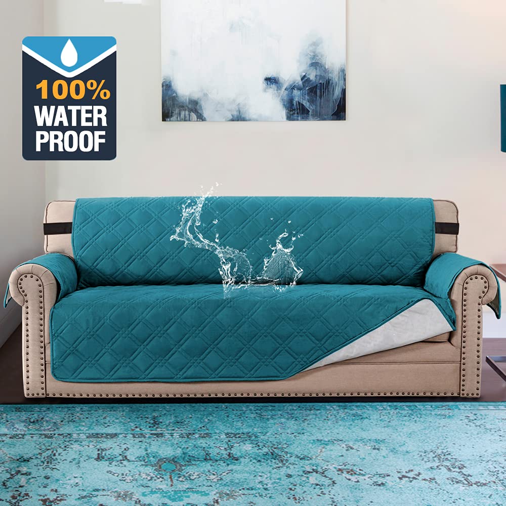 H.VERSAILTEX 100% Waterproof Washable Sofa Slipcover - Non-Slip Couch Cover for 3 Cushion Sectional, Pet-Friendly Furniture Protector with Anti-Slip Silicone Paw Design (XL, Dark Teal) | Perfect for Living Room, Family Room & Pet Owners