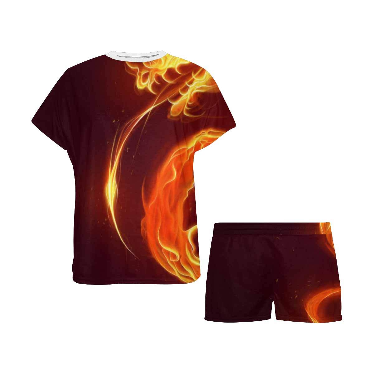 INTERESTPRINT Women's Fire Dragon Sleepwear Set - Short Sleeve Pajama Top & Lounge Pants - Soft Cotton Nightwear for Women - Perfect for Sleepovers, Relaxing at Home & Cozy Nights