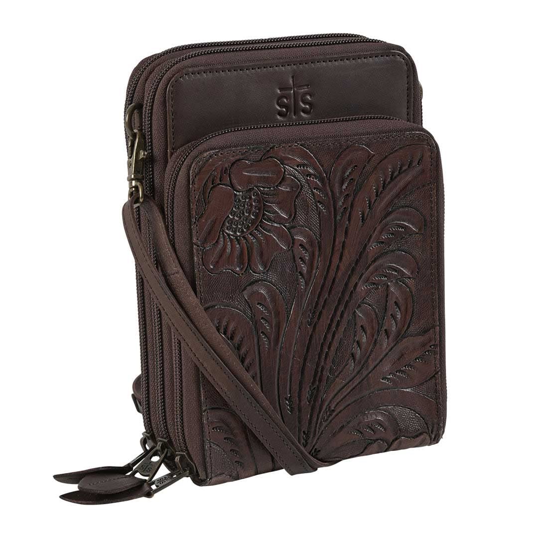 STS Ranchwear Women's Westward Jessie Chocolate Leather Crossbody Bag - Stylish Western Purse for Everyday Use, Travel & Country Events