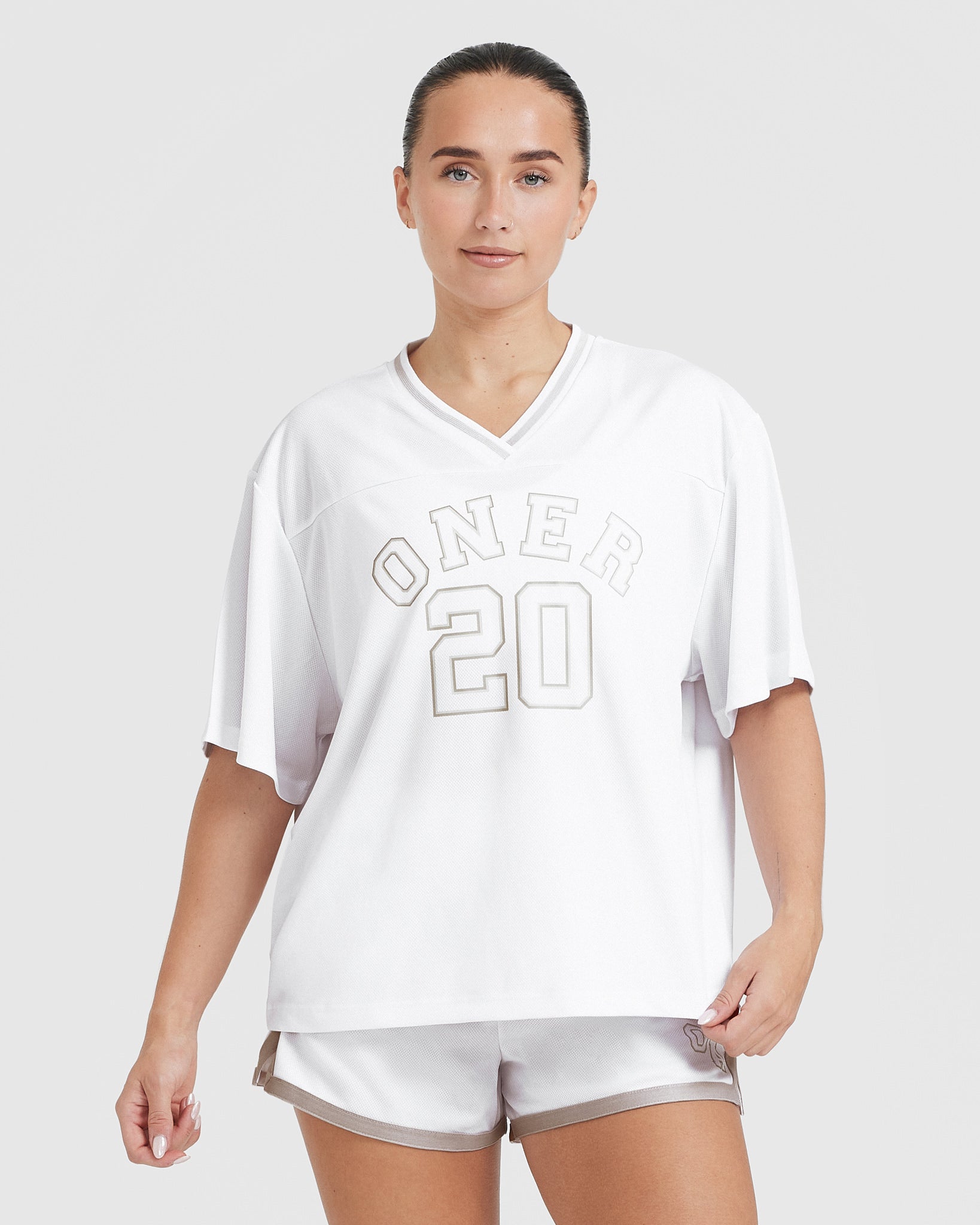 Varsity V-Neck Short Sleeve T-Shirt for Men - Soft Cotton Crew Neck Tee - Casual Summer Tops for Everyday Wear | White | Perfect for Gym, Workout, and Street Style Fashion