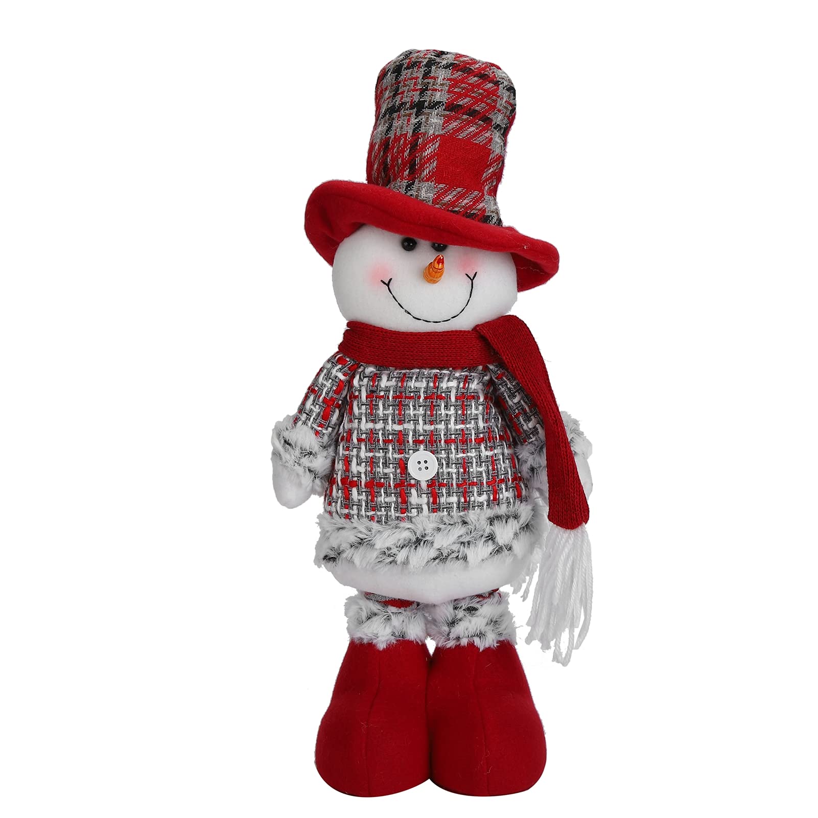 QIRG Snowman Plush Decorations - 2 Styles, 12cm/4.7in Telescopic Height Adjustable Christmas Holiday Decor for Home, Office, Party & Gift Giving | Perfect for Xmas Tree Toppers, Mantel Displays & Winter Wonderland Themes