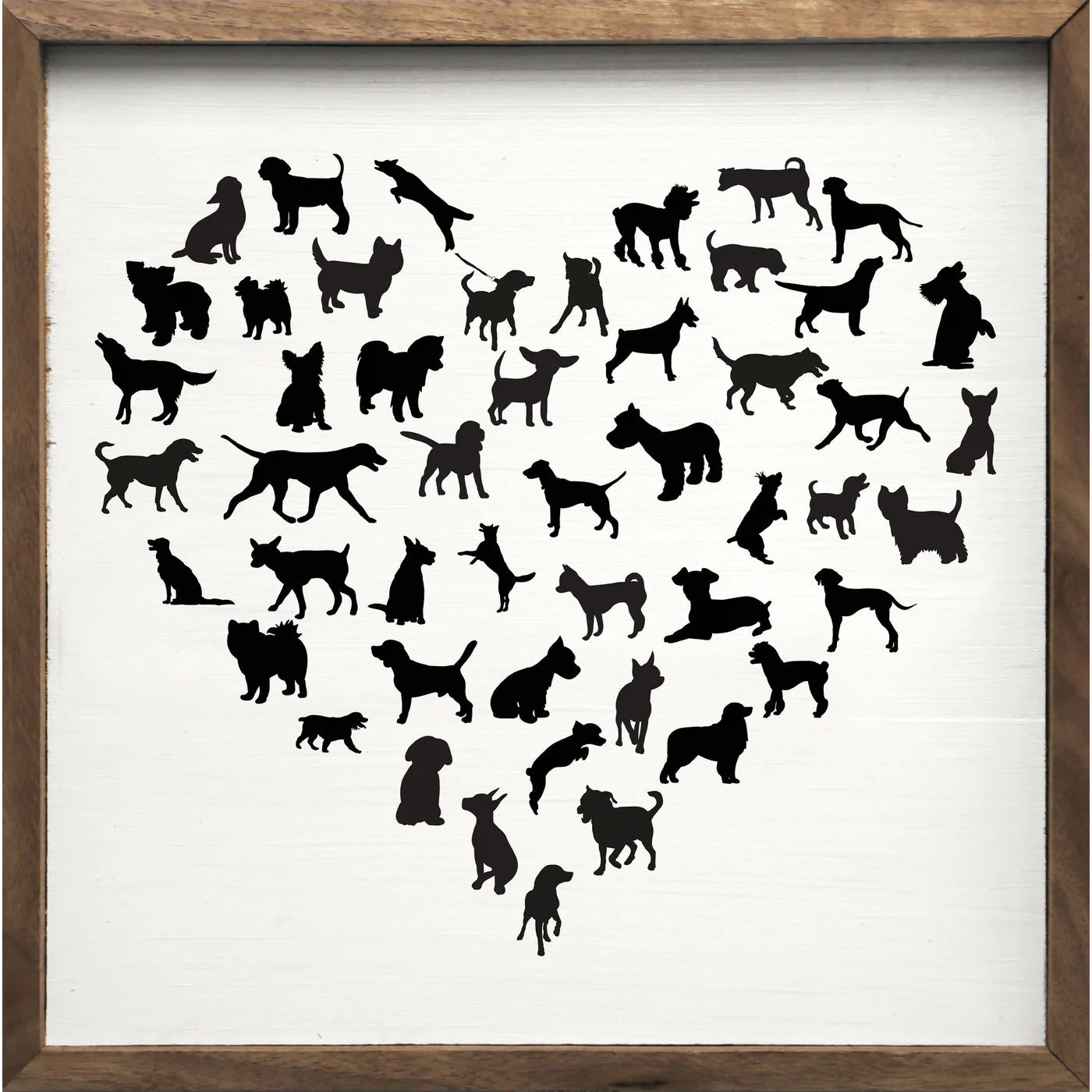 Dog Heart White Wood Framed Print - Pet Lover Wall Art Decor for Living Room, Bedroom & Office