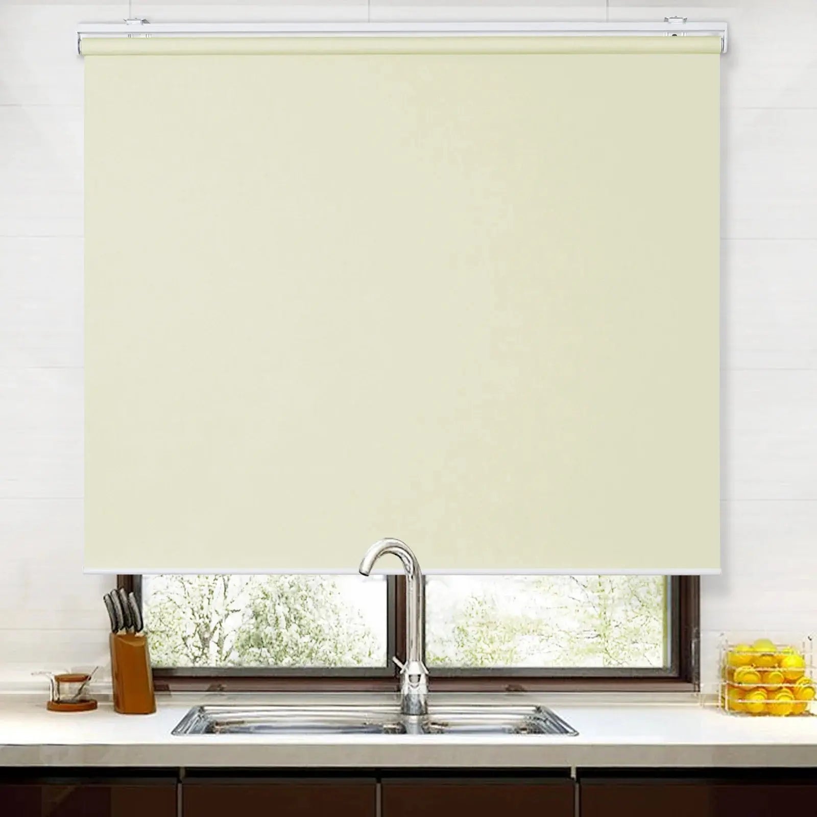 Blackout Waterproof Cordless Roller Shades for Windows - Noise Reducing Room Darkening Window Treatments for Bedroom, Nursery & Home Theater