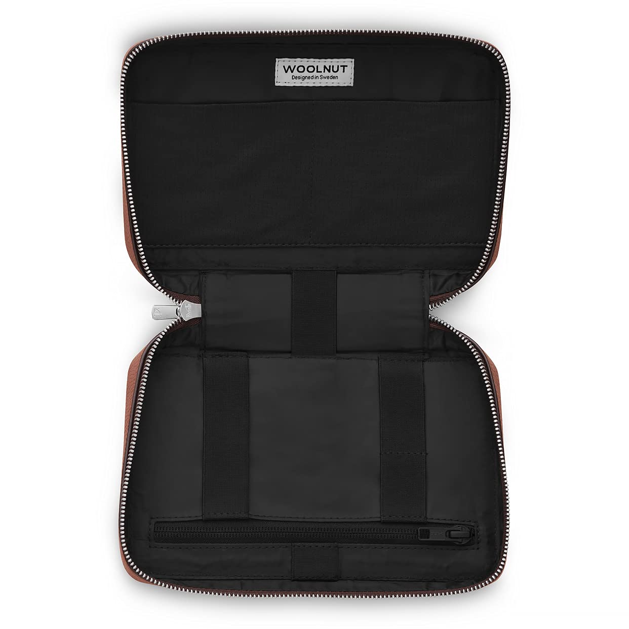 Premium WOOLNUT Genuine Leather Tech Organizer - Perfect for Laptop, Tablet & Phone Accessories Storage | Ideal for Office, Travel & Daily Commute