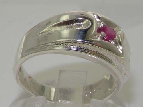925 Sterling Silver Natural Ruby Men's Wedding Band Ring - Size 4 to 12 - Durable & Hypoallergenic for Daily Wear - Perfect for Engagement, Anniversary & Gift Giving