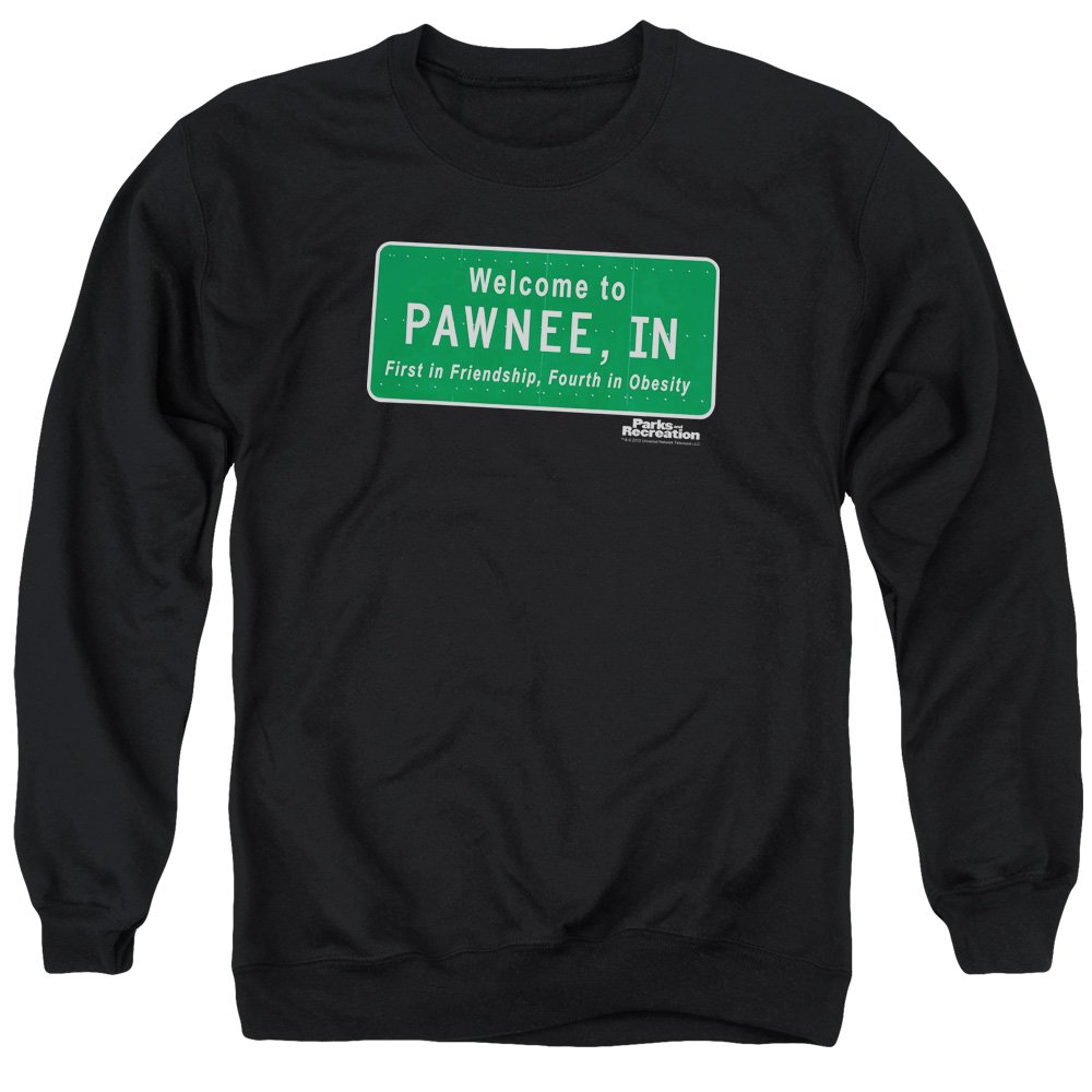 Parks and Recreation Pawnee Sign Unisex Crewneck Sweatshirt for Men & Women | Comfortable Casual Wear for TV Fans & Office