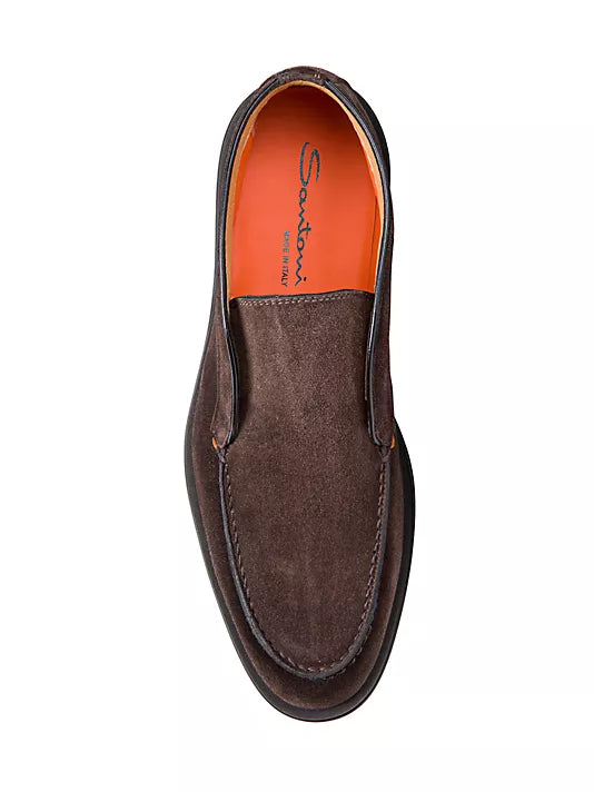 Santon Men's DK Brown Leather Laceless Chukka Boots - Comfortable Casual & Business Slip-On Shoes for Work, Travel & Everyday Wear