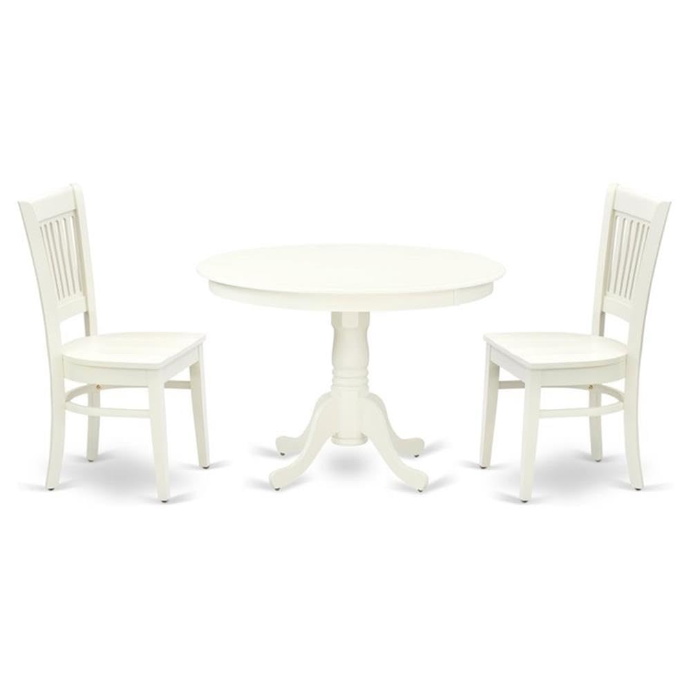 East West Furniture HLVA3-LWH-W 3-Piece White Linen Dining Set with 42