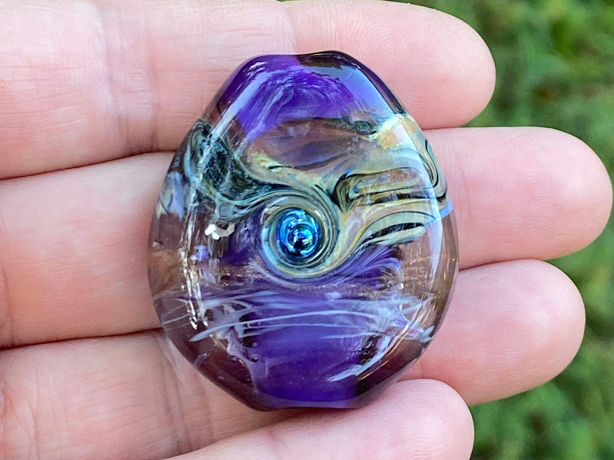 Violet Purple Organics Focal Lampwork Glass Bead for Jewelry Making - Handmade SRA Beads for Necklaces, Bracelets & DIY Crafts - Perfect for Boho, Hippie & Artistic Designs