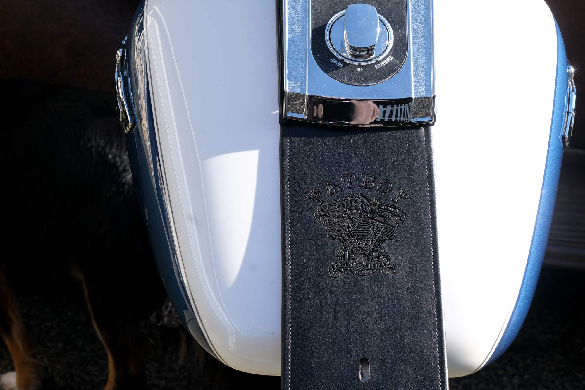 Dirty Gringo Fatboy Custom Leather Gas Tank Panel Bib for Harley Davidson Softail - Premium Motorcycle Accessory for Style & Protection on Rides