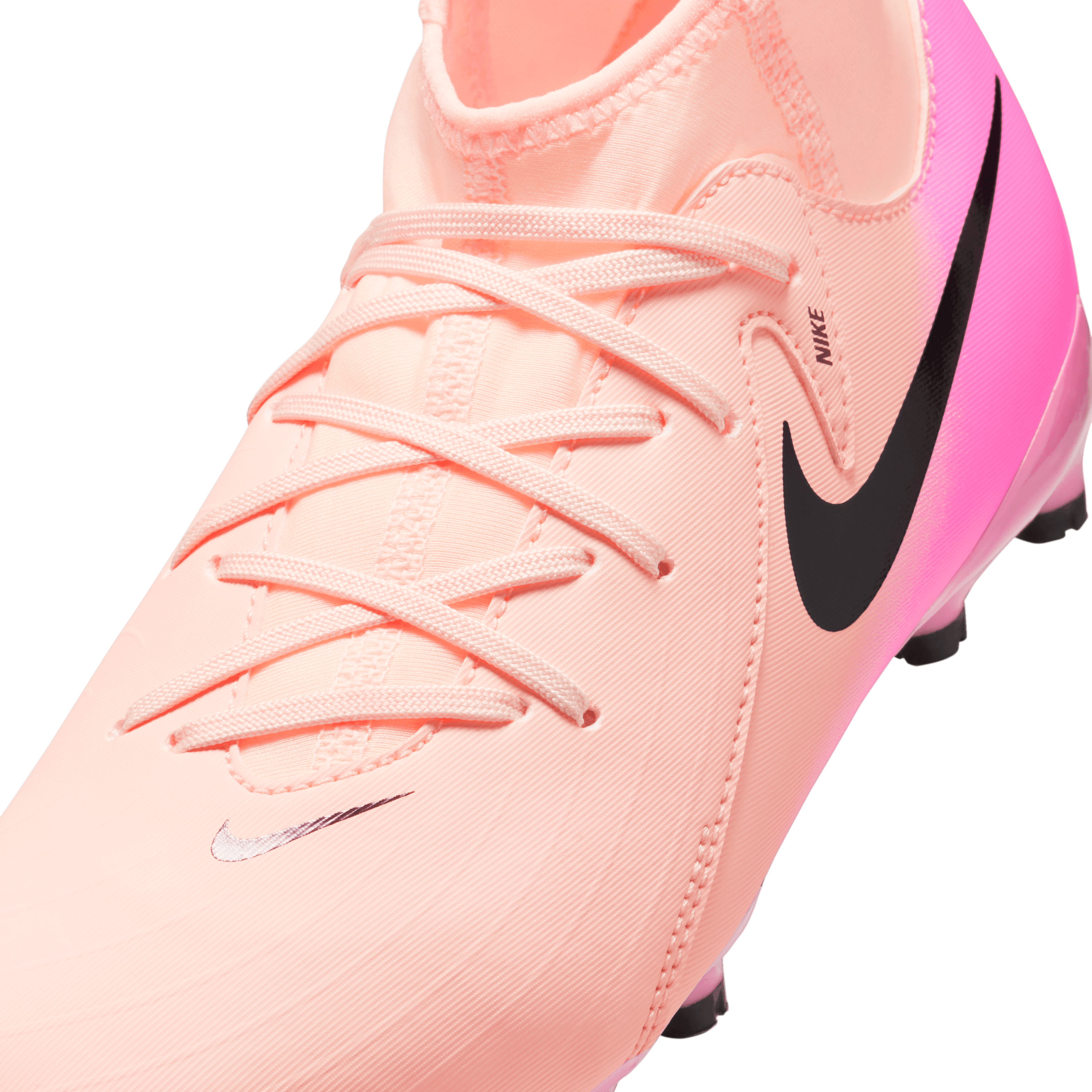 Nike Jr. Phantom Luna 2 Academy FG/MG Soccer Cleats for Kids - Crimson Tint/Black/Pink Blast - Youth Football Shoes for Artificial Grass & Natural Turf - Perfect for Training & Matches