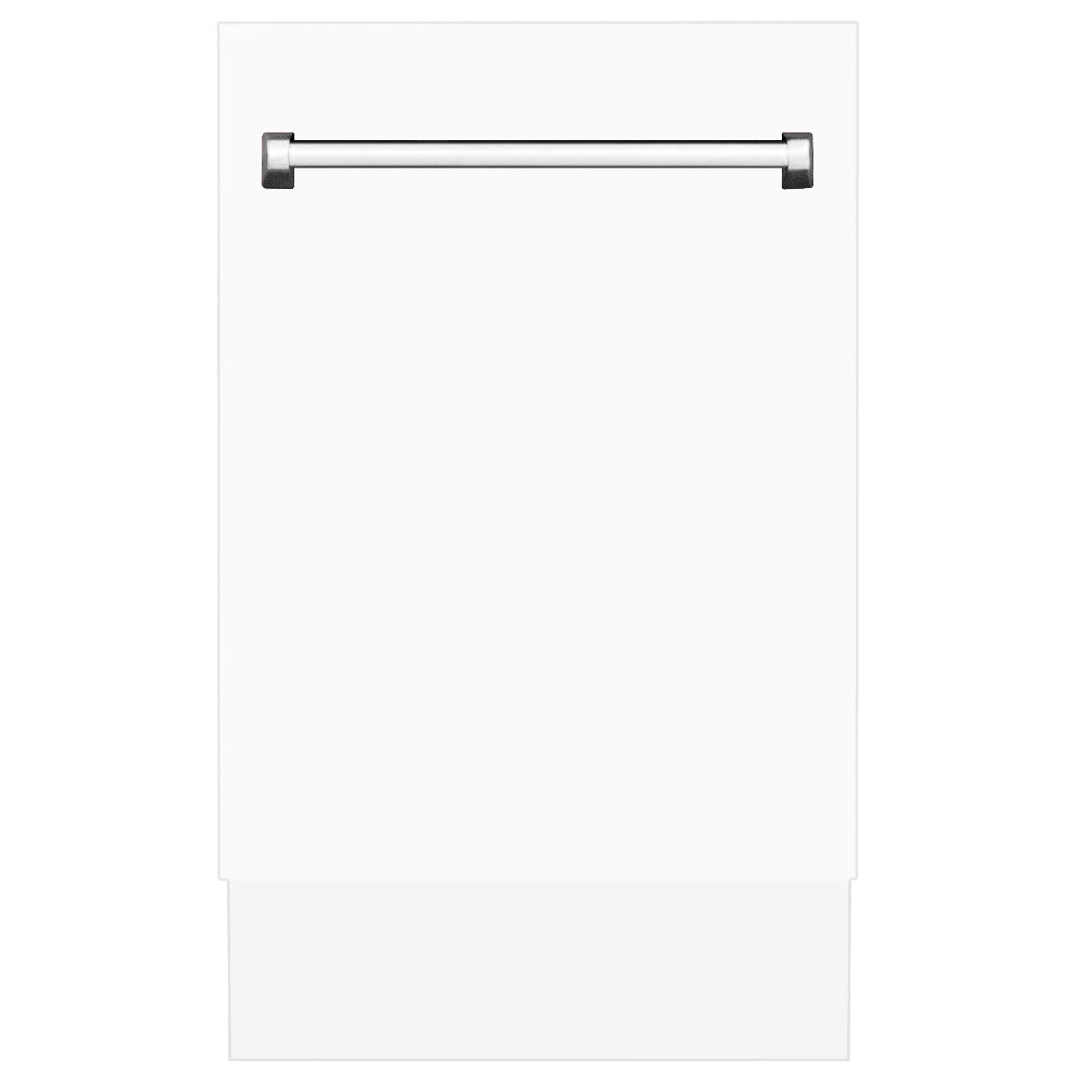 ZLINE 18 Inch Built-In Dishwasher - Tallac Series with 3rd Rack, Top Control, White Matte Finish & Stainless Steel Tub, 51dBA (DWV WM 18) - Perfect for Modern Kitchens, Small Spaces, and Energy-Efficient Homes