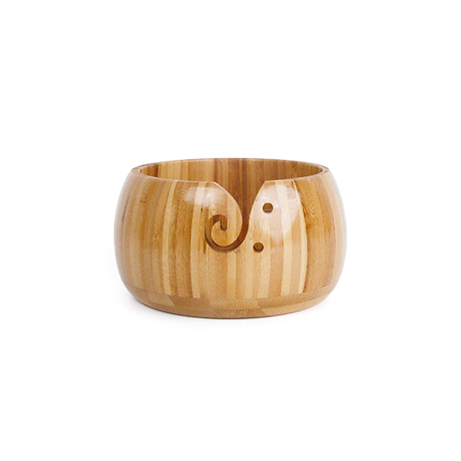 Premium Bamboo Yarn Bowl for Knitting & Crochet - UHBGT Yarn Storage with Hole Design (Choose No Cover/Flat Cover/High Cover) - Perfect for Crafting, DIY Projects & Home Decor