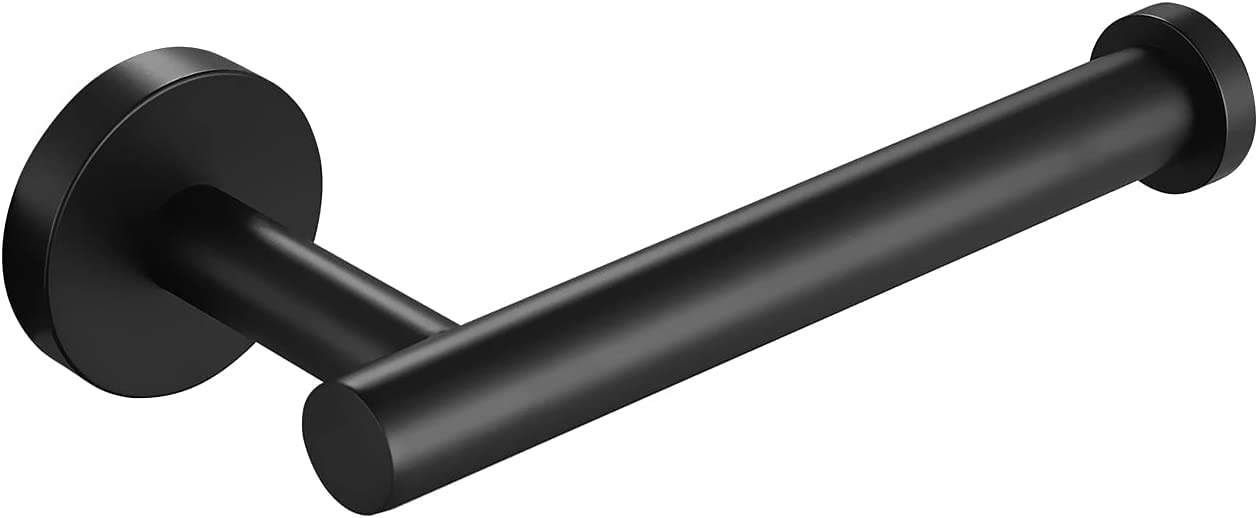 Stainless Steel Toilet Paper Holder - 304 Grade Wall Mount Roll Stand for Bathroom & Kitchen, Matte Black 5 Inch - Durable Home & Bathroom Accessories for Modern Living Spaces