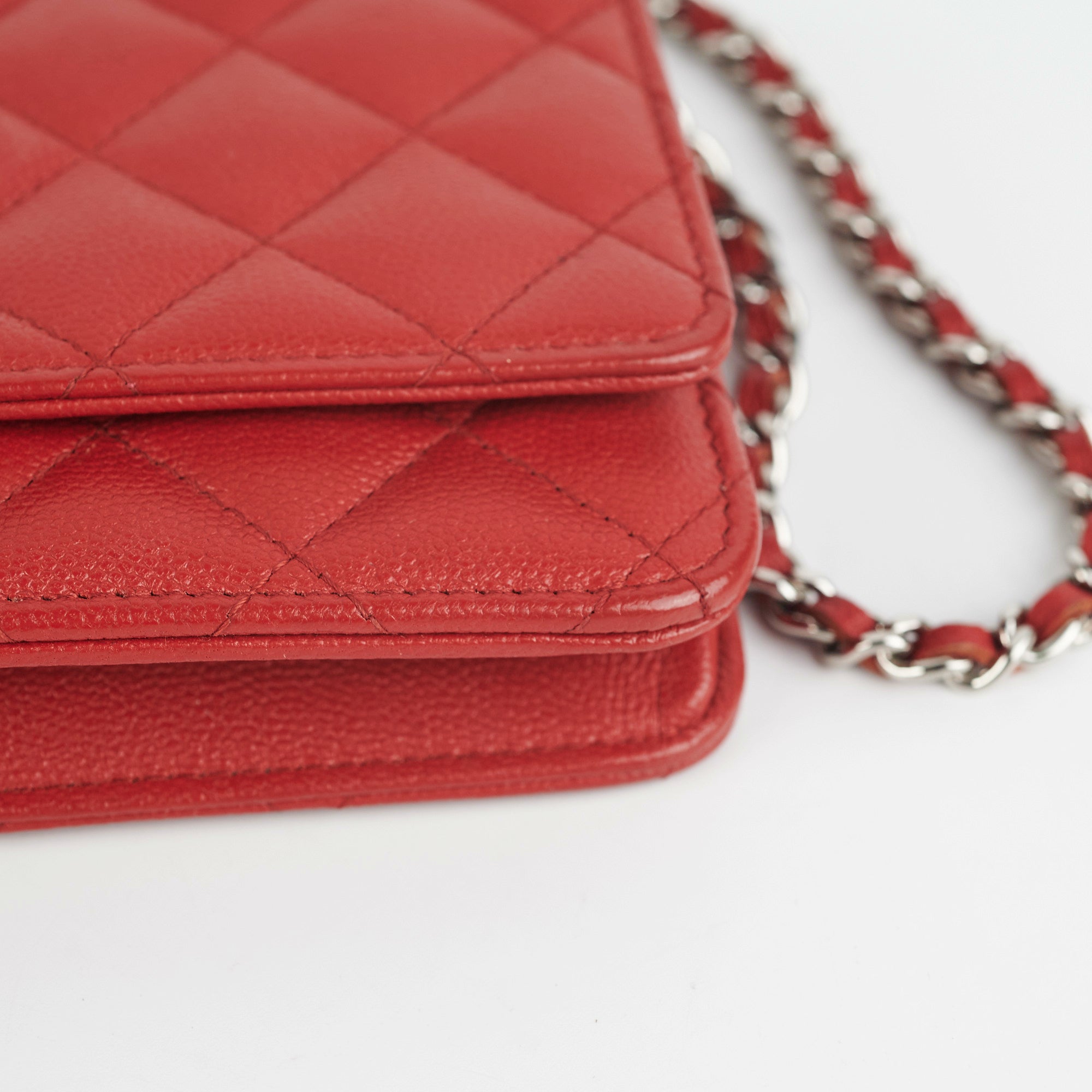 Chanel Caviar Leather Wallet on Chain WOC Crossbody Bag in Red | Luxury Designer Handbag for Women | Perfect for Parties, Date Nights & Everyday Use