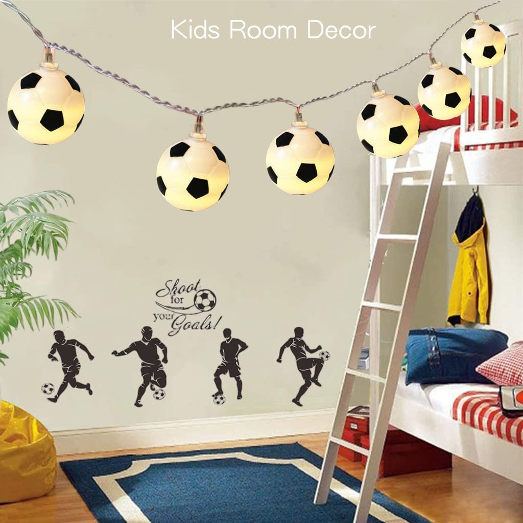 Soccer Ball String Lights - 10 LED Battery Fairy Lights for Kids' Room Decor | Birthday Christmas Party Gift