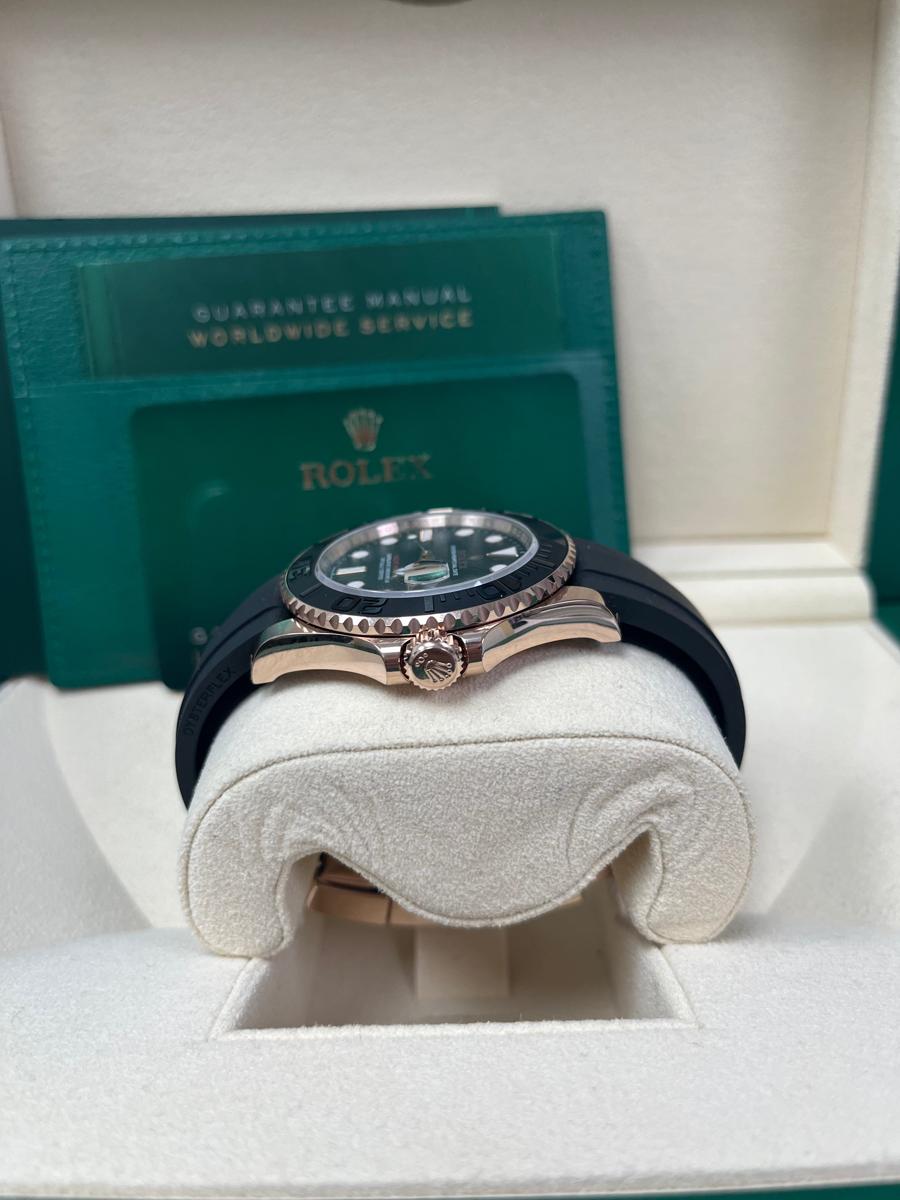 Rolex Yacht Master 40mm Rose Gold Men's Watch with Black Dial & Oysterflex Strap (Ref# 126655) - Luxury Diving & Yachting Timepiece for Professionals