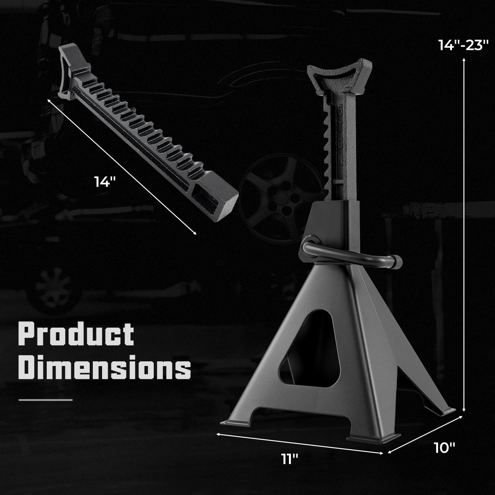 6 Ton Heavy Duty Steel Jack Stands - 4 Pack Adjustable Lift Jack for Car, Truck, SUV & Boat Trailer - Perfect for Vehicle Maintenance, Garage Repair & Emergency Roadside Support