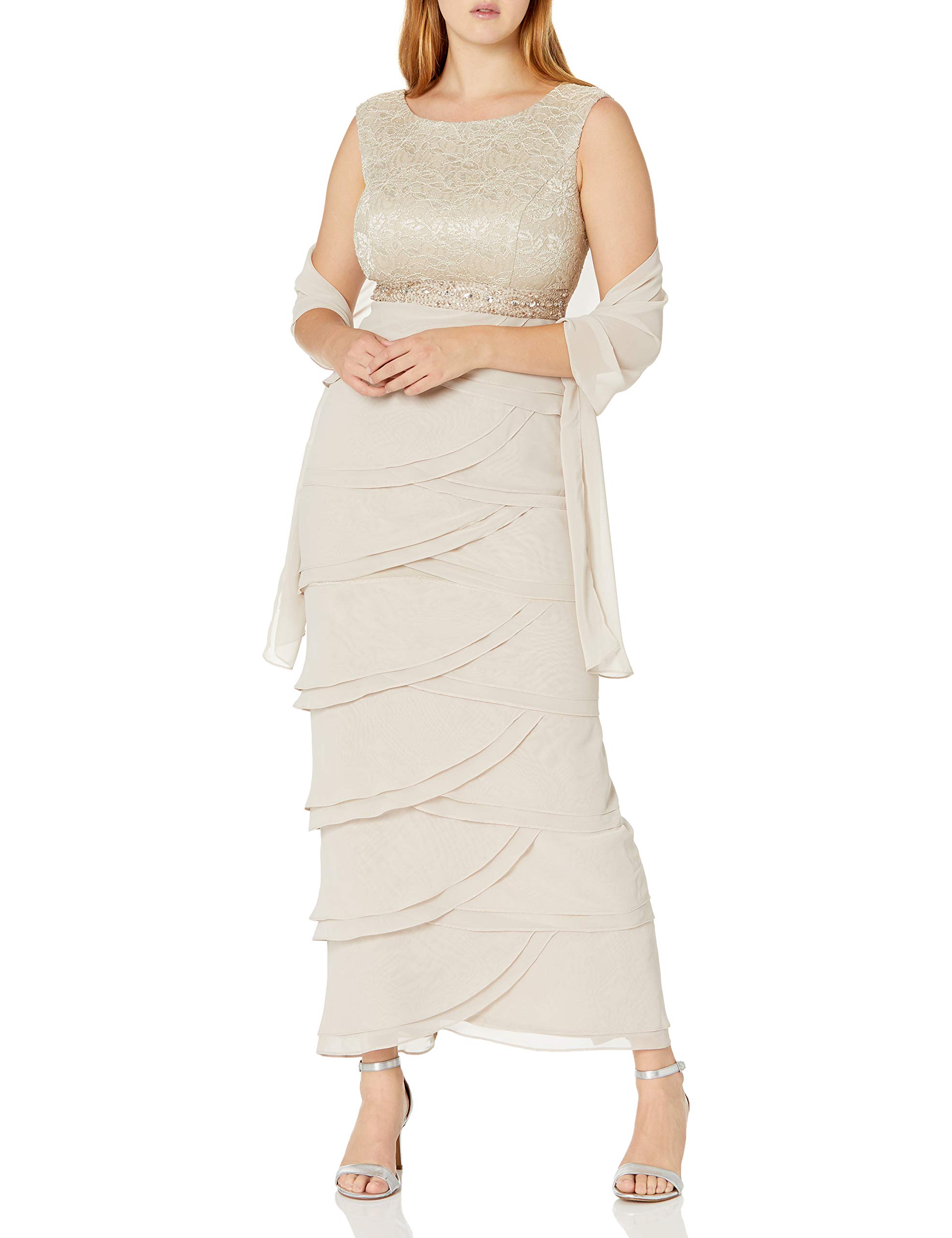 Jessica Howard Women's Beaded Cocktail Dress with Layered Skirt - Elegant Evening Party & Wedding Guest Outfit