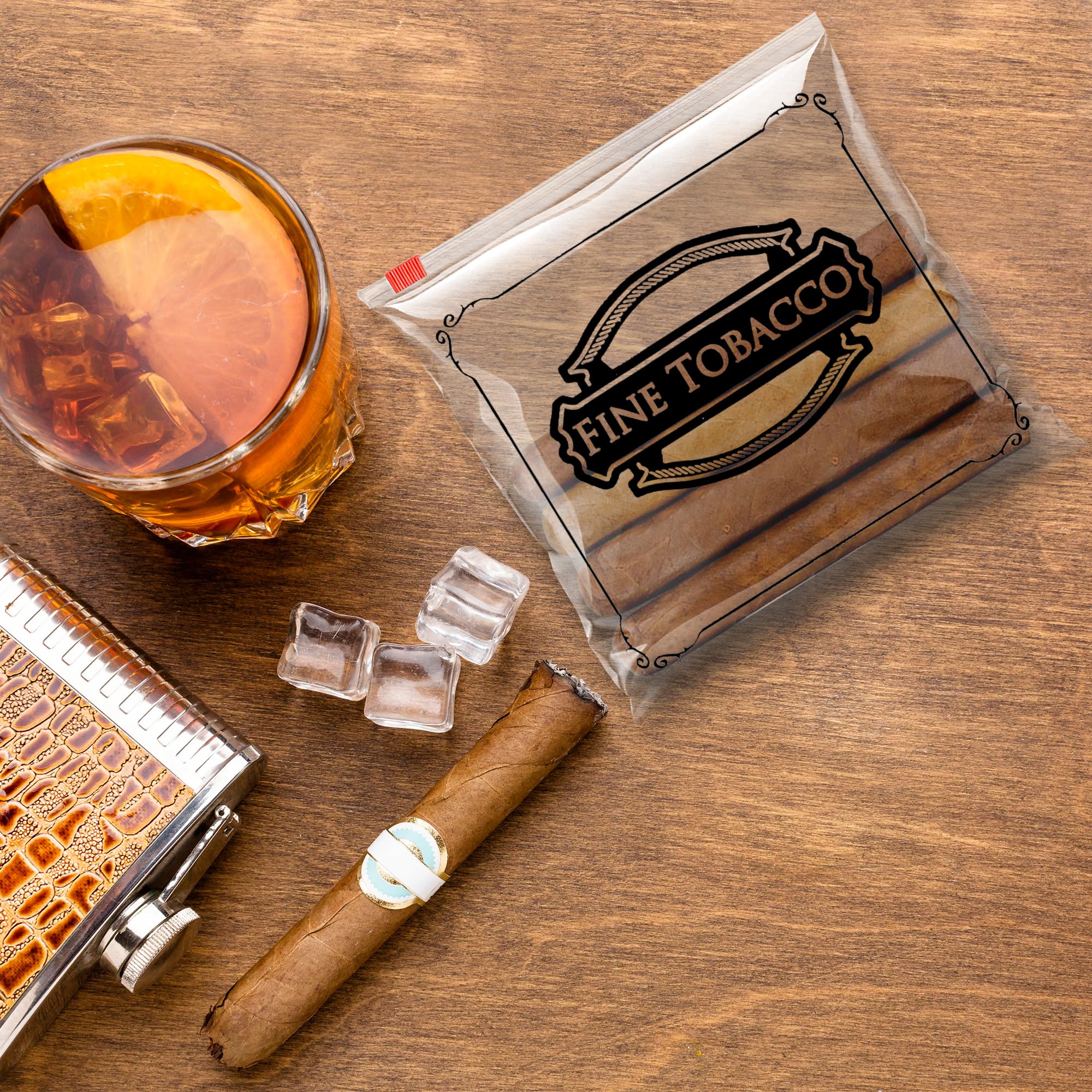 Premium Clear Plastic Cigar Bags with Slider Zipper - 6.5
