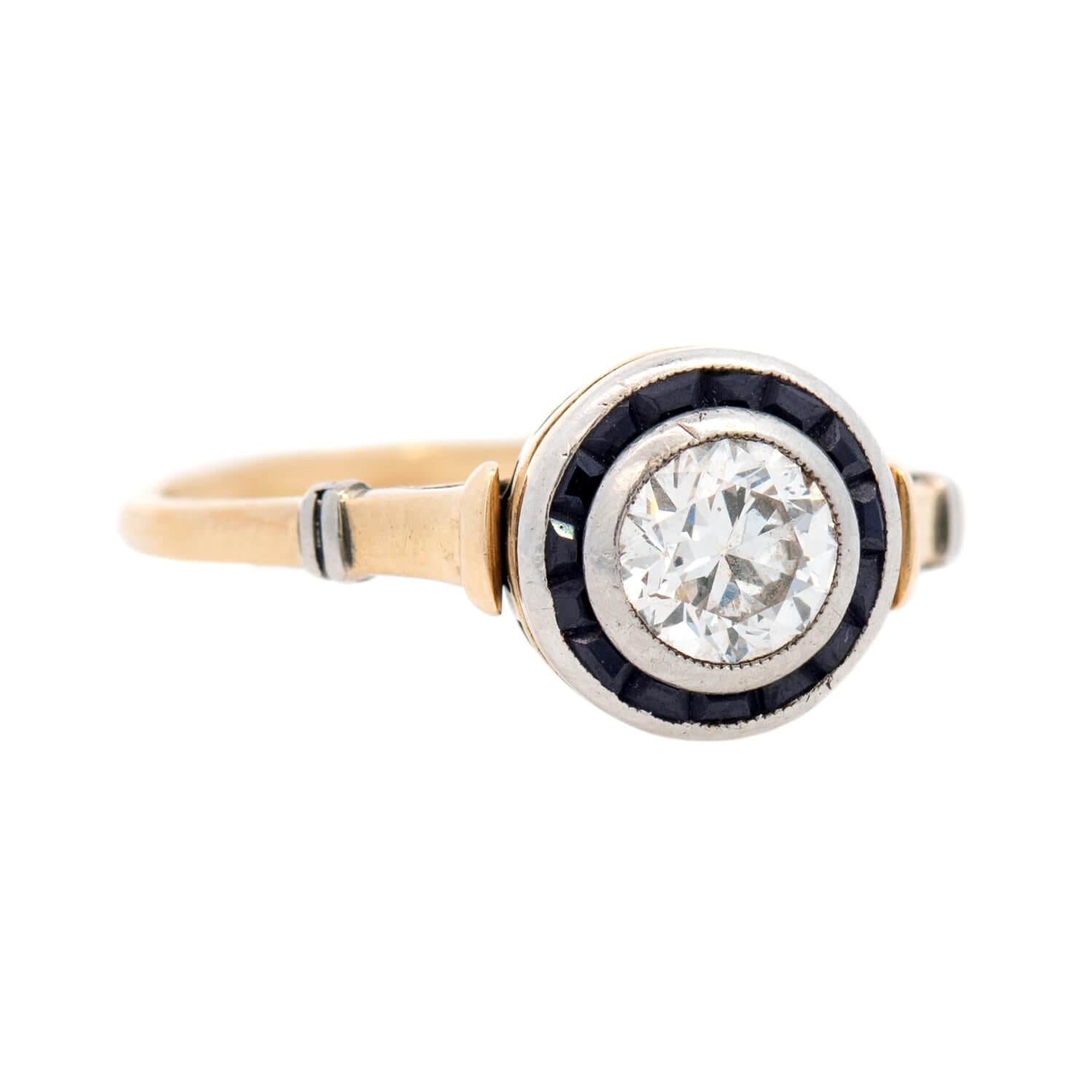 18K/Platinum Edwardian Style Diamond and Sapphire Halo Ring - Vintage Inspired Engagement Ring for Women, Perfect for Weddings & Anniversaries