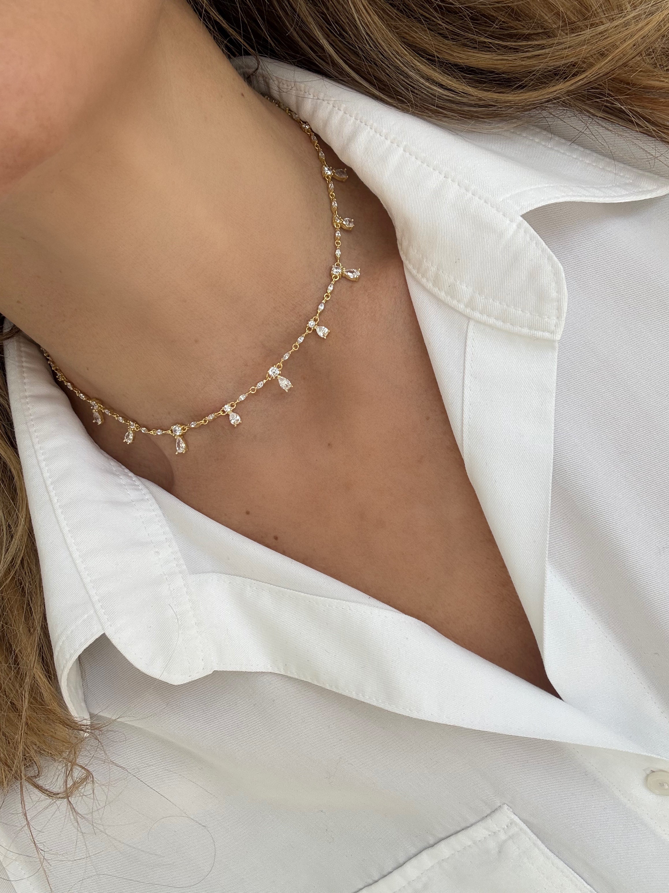 Elegant Pear Cut Cubic Zirconia Necklace - Perfect for Weddings, Parties & Special Occasions