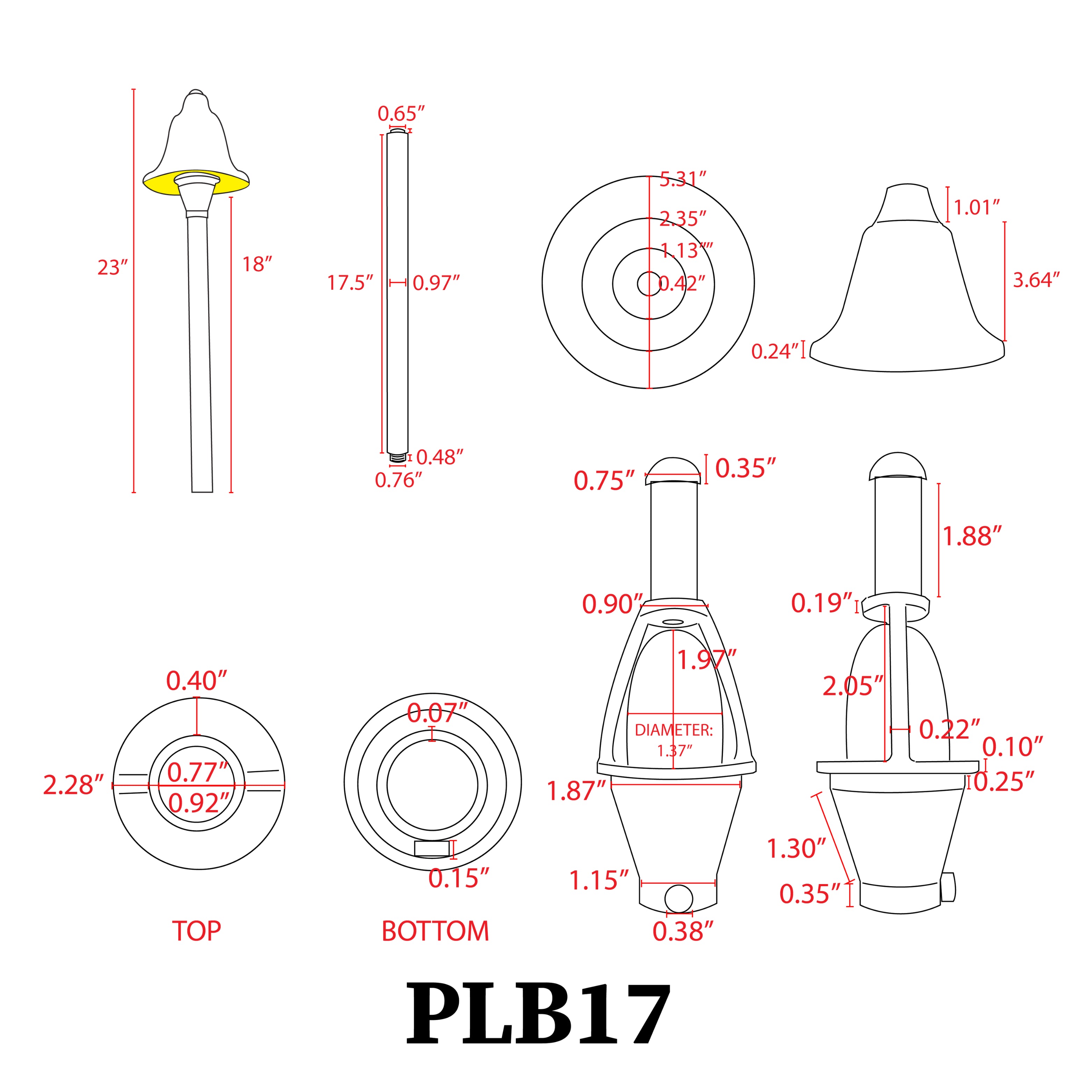 Brass LED Bell Shaped Lamp - Low Voltage Outdoor Pathway Lighting Fixture - Weatherproof Landscape Light for Garden, Walkway, and Driveway