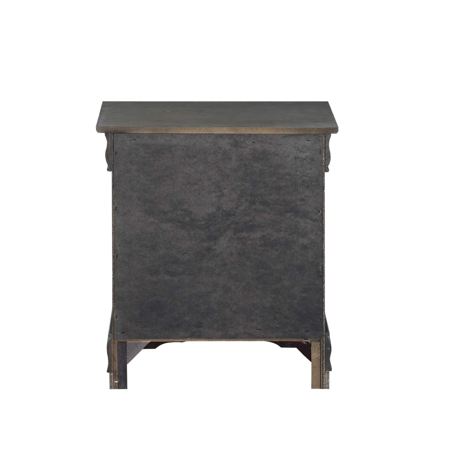 Benjara Gray Wooden Nightstand with 2 Drawers & Metal Handles - Modern Bedside Table for Bedroom, Living Room, or Guest Room