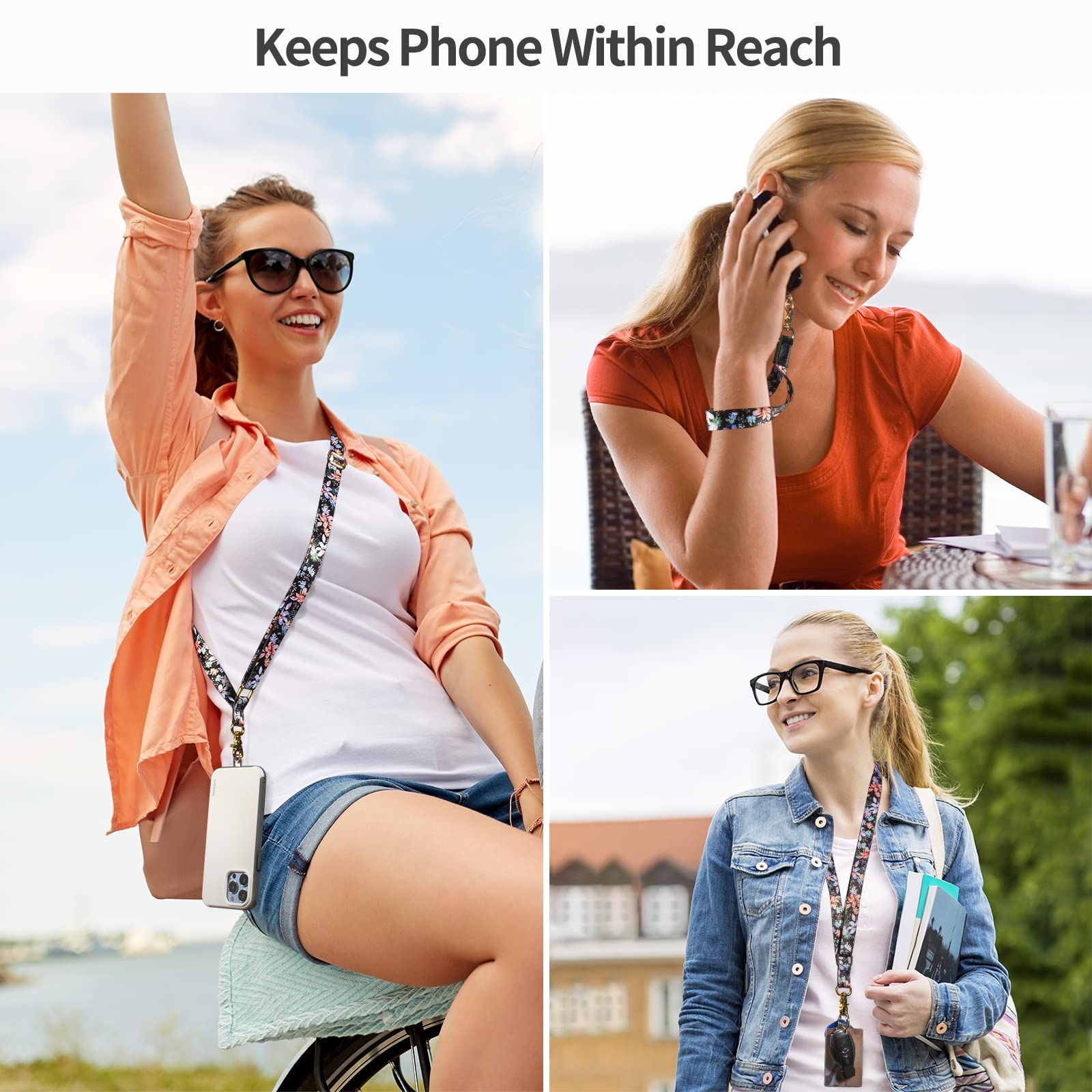 Universal Adjustable Phone Lanyard - Crossbody & Wrist Strap for iPhone, Keys, ID Badges | Secure Hands-Free Carrying for Work, Travel & Outdoor Activities