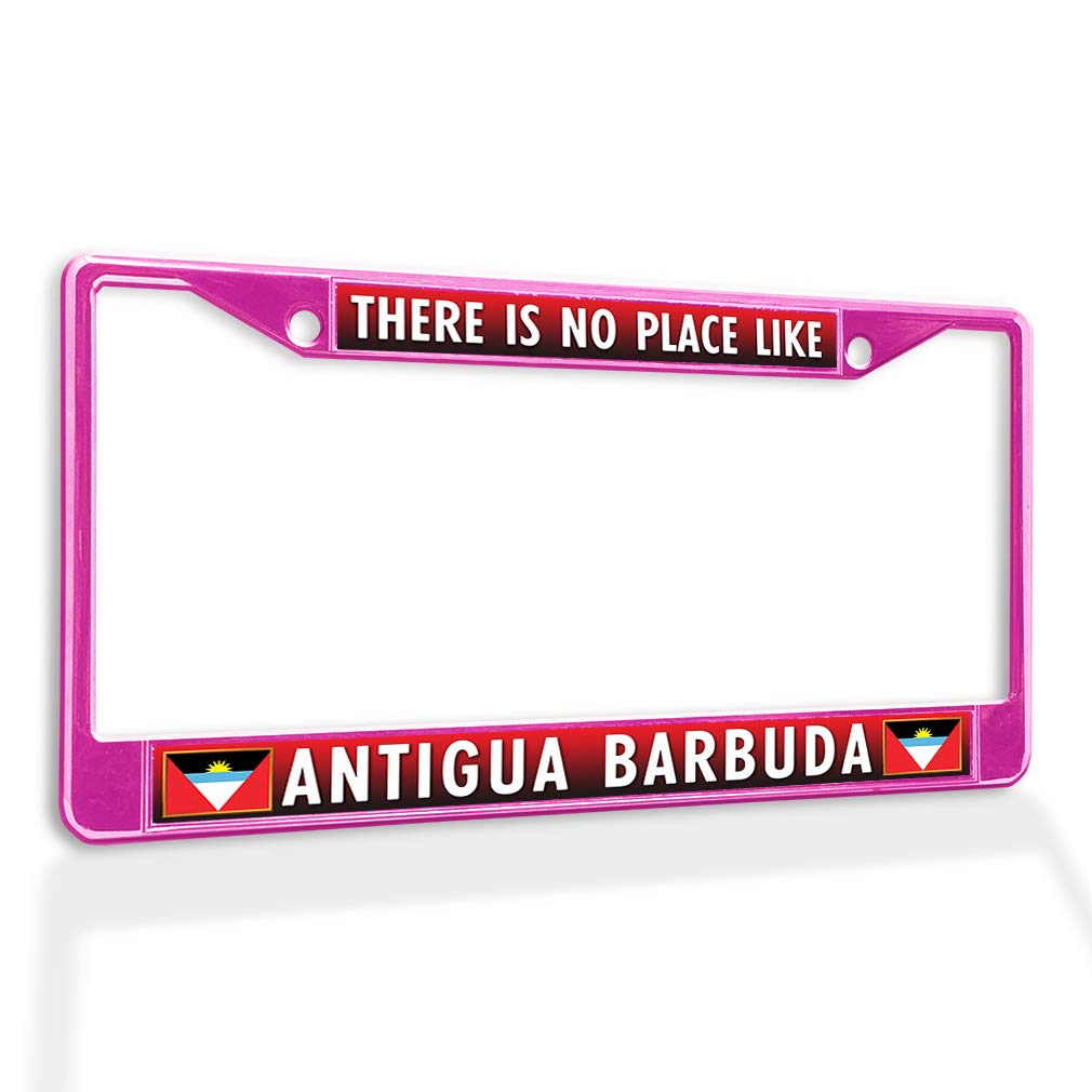 Antigua Barbuda Metal License Plate Frame - Weatherproof Car Accessory with Solid Insert (Hot Pink, 2 Holes) - Perfect for Island-Themed Vehicles & Tropical Vacation Souvenirs