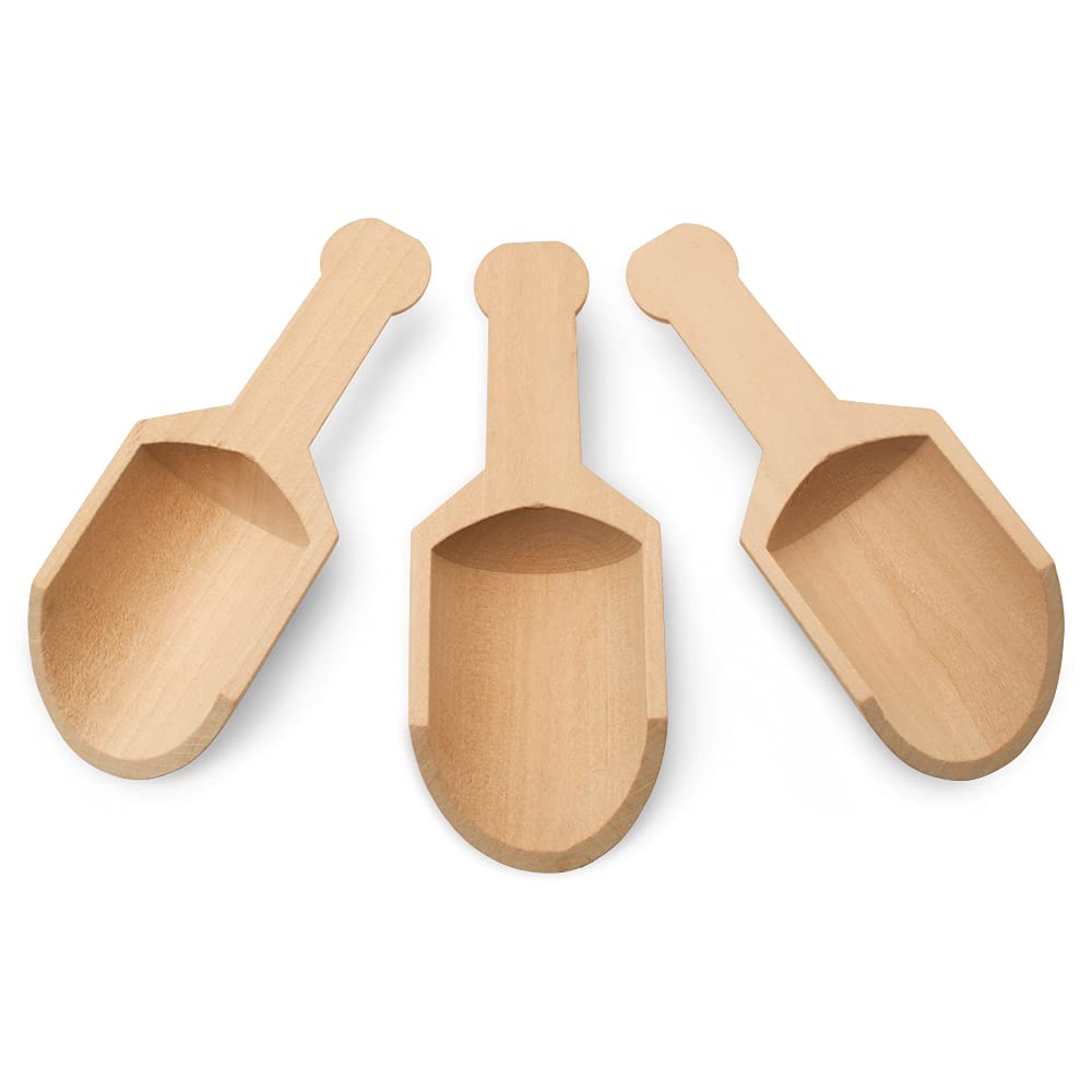 250 Unfinished Small Wooden Scoopers 4-3/8 Inches Long for Bath Salts, Mason Jars, Sensory Bins, Minerals, Candies, Sugar & Coffee - Perfect for DIY Crafts, Party Favors, and Kitchen Use - by Woodpeckers