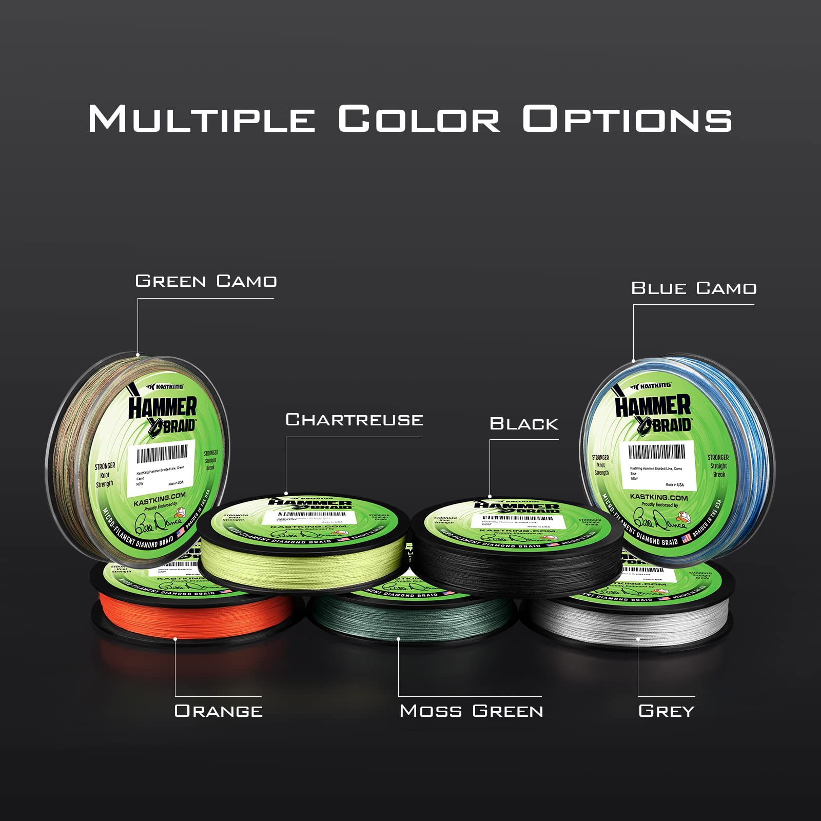 KastKing Hammer Braid Fishing Line - Ultra-Thin Abrasion Resistant Braided Superline for Bass, Saltwater & Freshwater Fishing | Zero Stretch, Tighter Diamond Weave, Colorfast | Made in USA | Bill Dance Endorsed | Ideal for Casting, Trolling & Heavy Cover