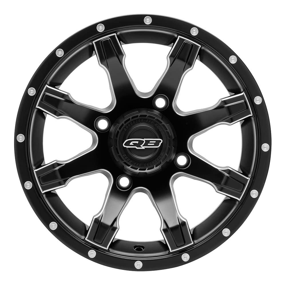 Quadboss 14x7 ATV UTV Wheels - 14x7 4/137 5+2 Offset - Durable All-Terrain Rims for Off-Road Vehicles - Perfect for Trail Riding, Mudding & Farm Work