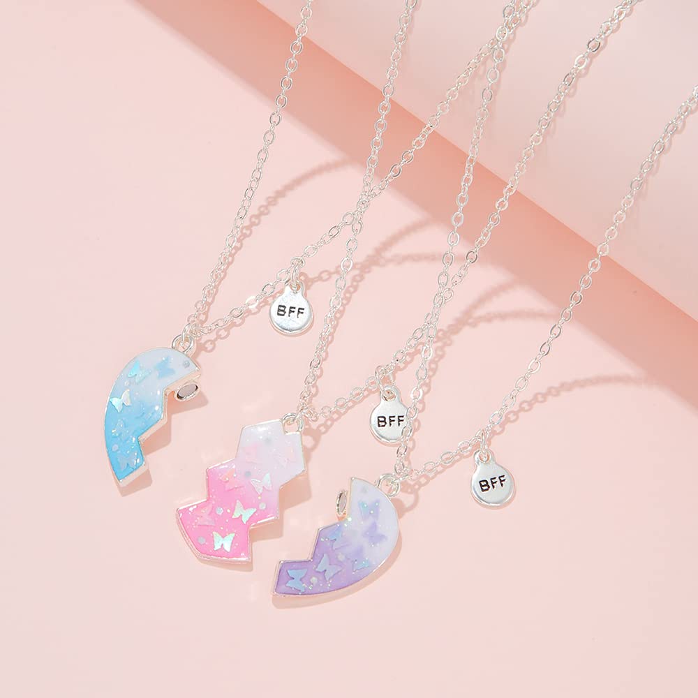 Best Friend Necklaces for 3 - Magnetic Heart Pendant BFF Friendship Jewelry Set for Women, Girls, Teens - Perfect for Birthdays, Anniversaries, and Special Occasions