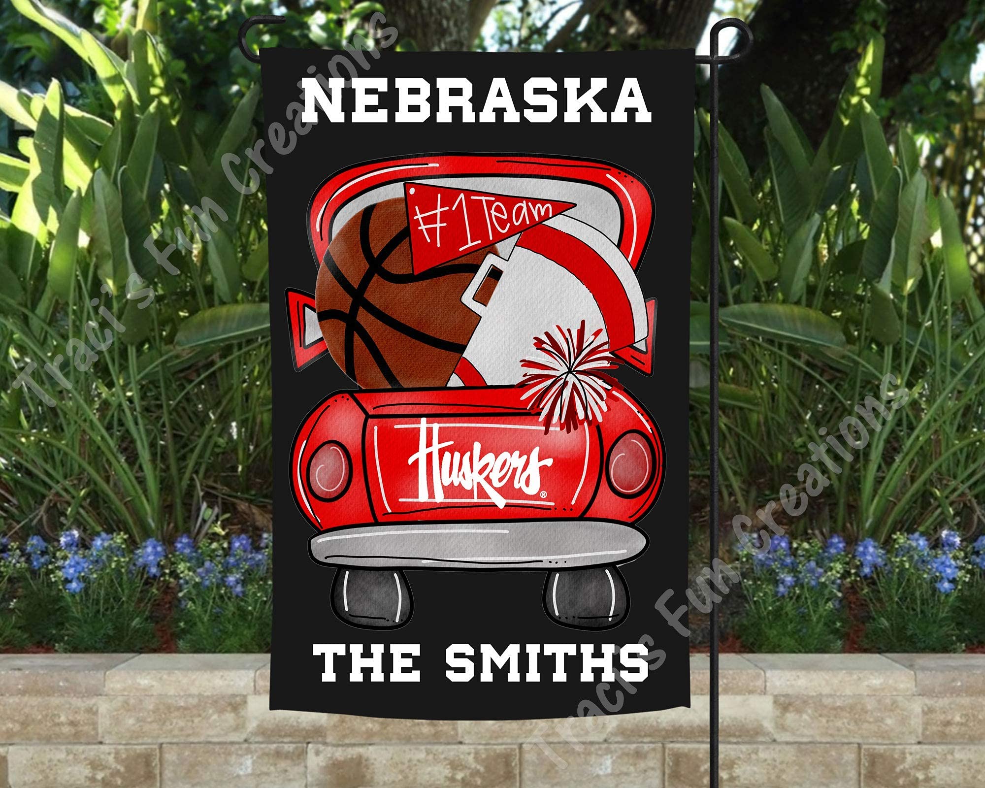 Personalized Nebraska Cornhuskers Garden Flag - Custom Huskers Yard Banner for Nebraska Fans - Perfect for Game Day, Tailgating & Home Decor