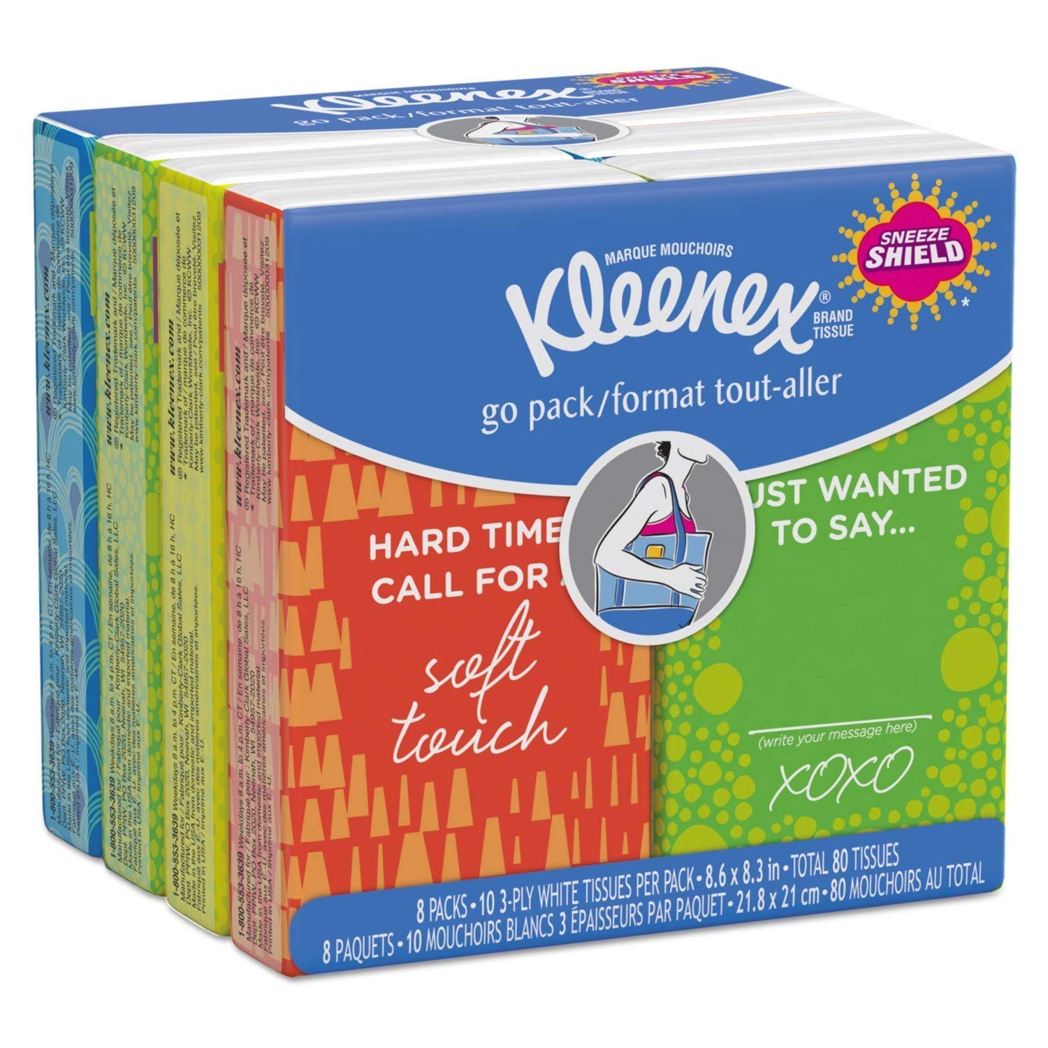 Premium 3-Ply White Facial Tissue Pocket Packs - 10 Tissues per Pouch, 8 Pouches per Pack (12 Packs per Carton) - Perfect for Travel, Office, School & On-the-Go Use
