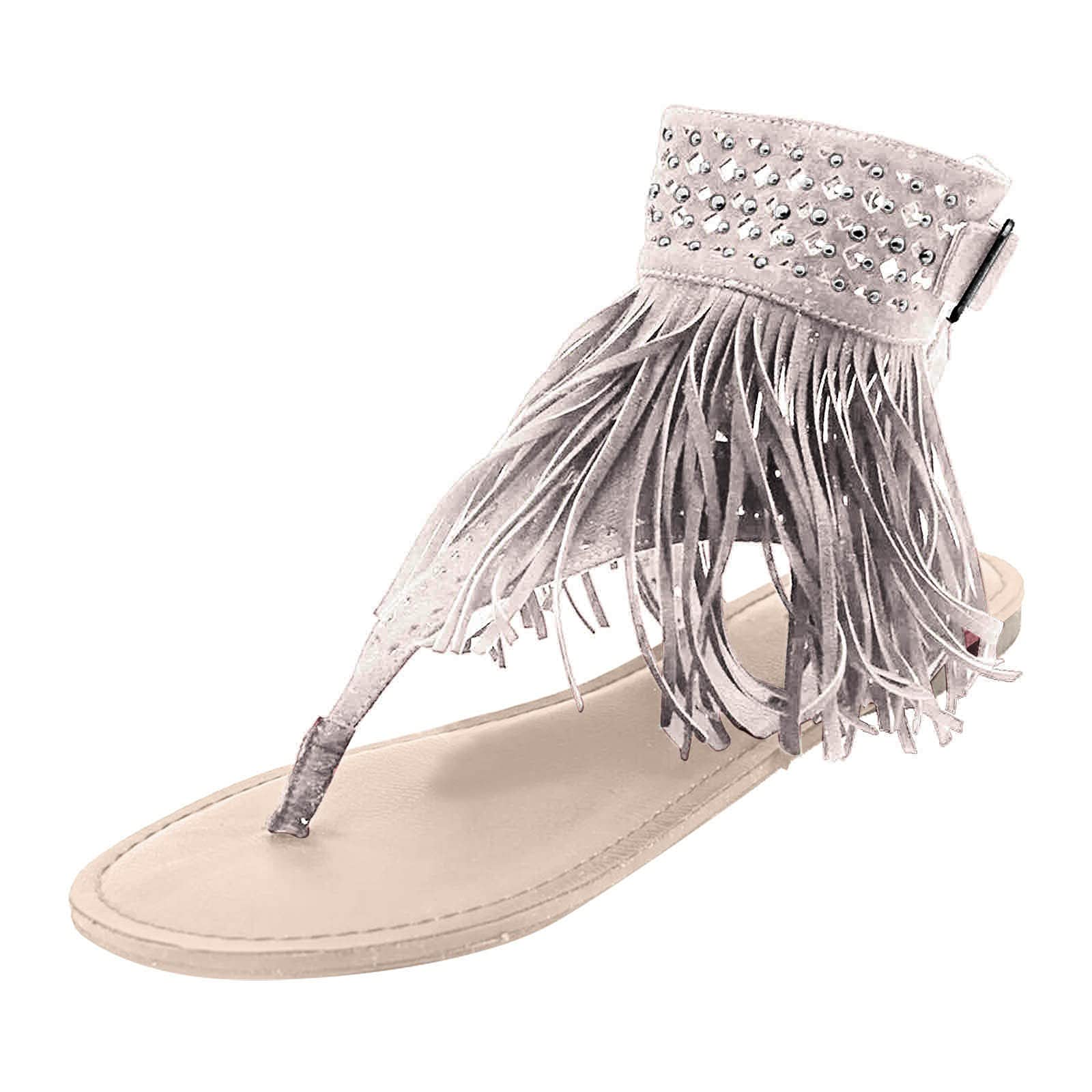 Women's Summer Fashion Flip Flop Sandals with Tassel & Diamond Decor - Open Toe Beach Sandals for Women | Perfect for Beach Vacations, Pool Parties & Casual Outings