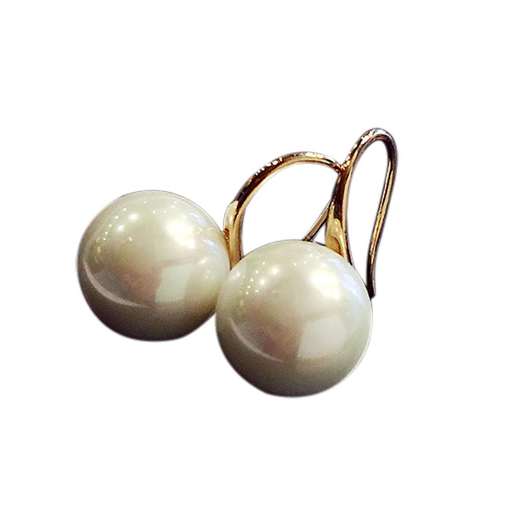Gold Hoop Drop Earrings with Large Pearl - Elegant Fine Jewelry for Women & Grandmothers - Perfect for Weddings, Parties & Special Occasions (One Size)
