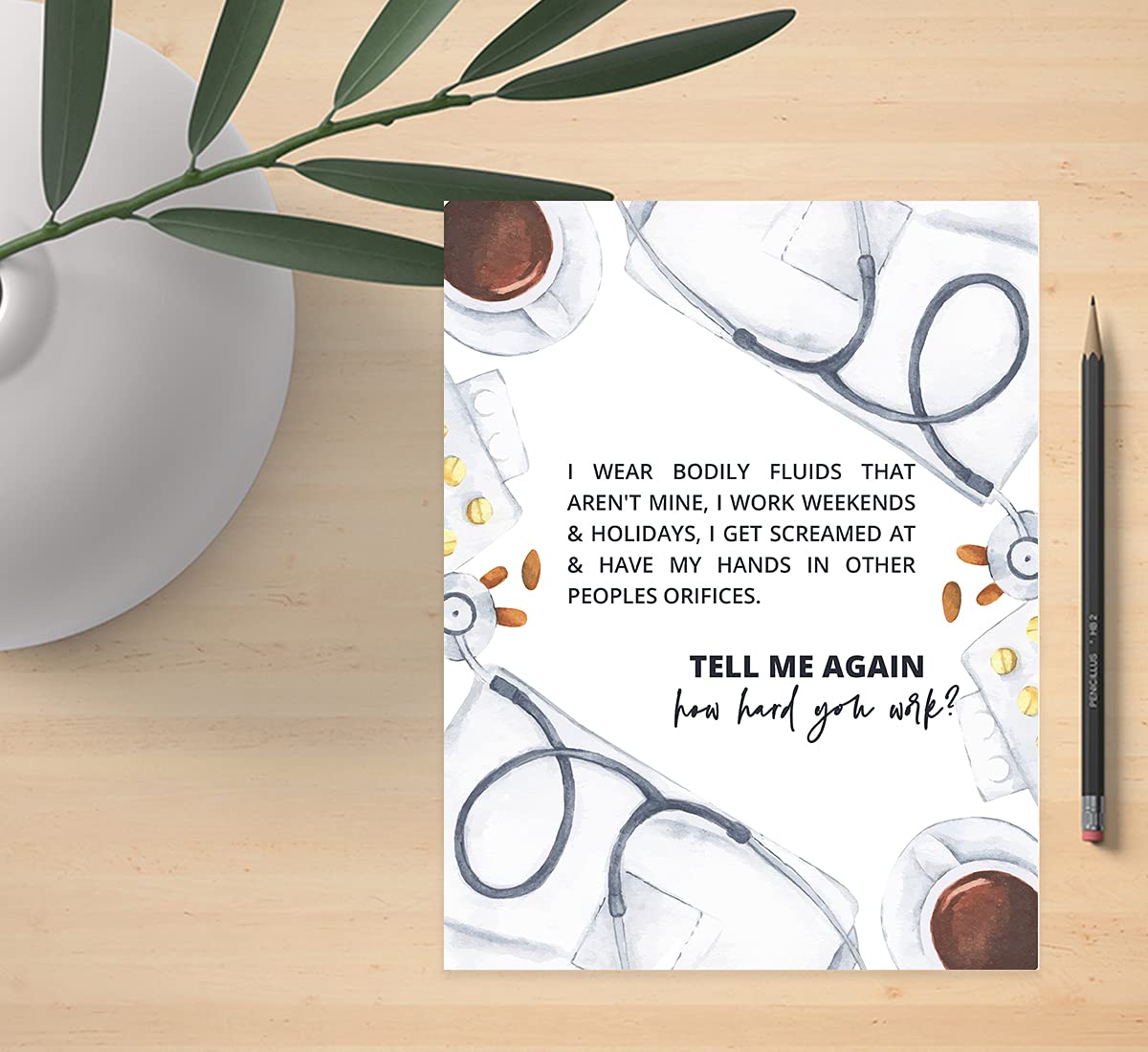 Funny National Caregivers Day Jumbo Card - 8.5 x 11 Inch Blank Greeting Card with Envelope - Caregiver Appreciation Thank You Card (1-Pack) - Perfect for Nurses, Doctors & Healthcare Worker Gifts