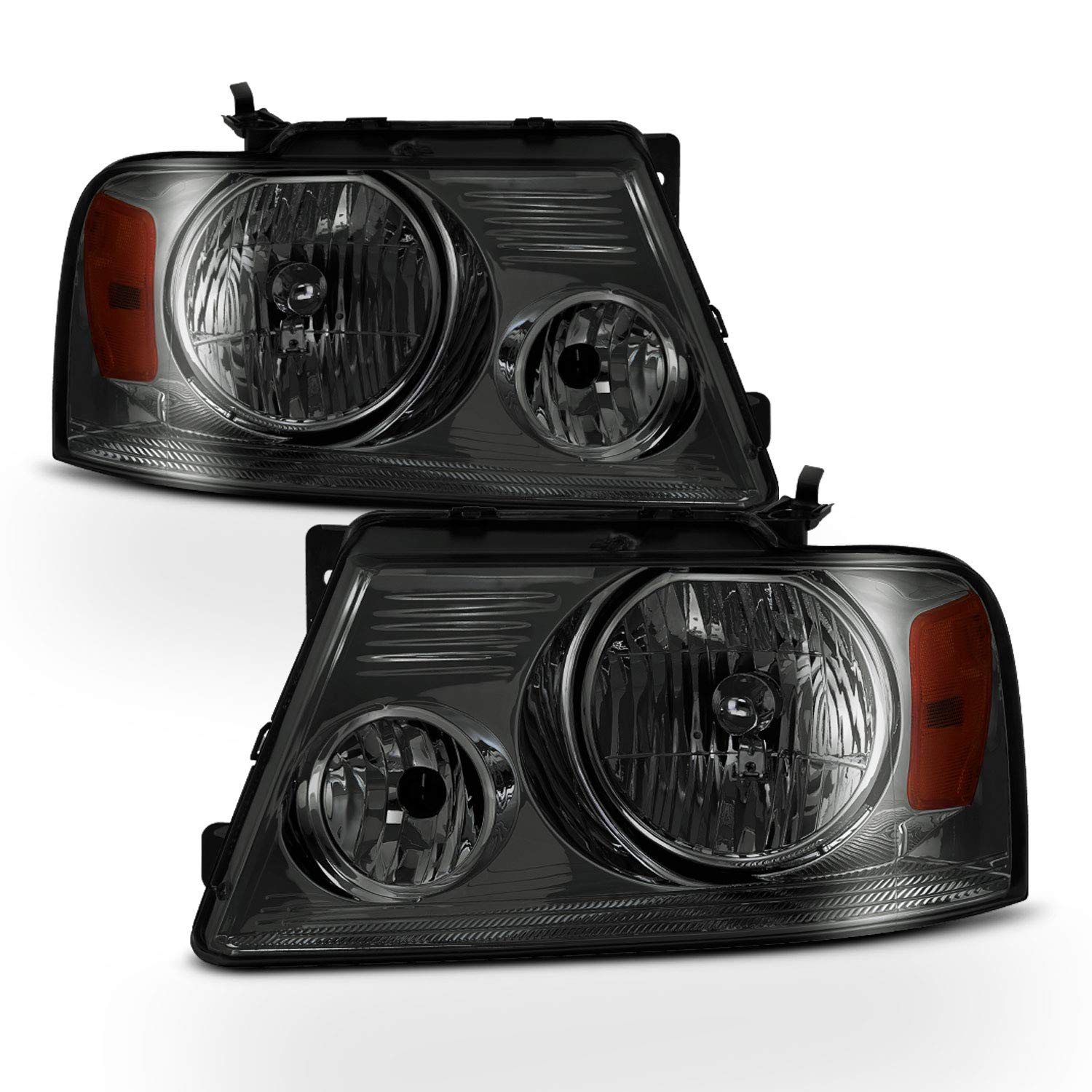 AKKON Smoked Headlights & Black Tail Brake Lamps for 2004-2008 Ford F150 Styleside - Complete Left & Right Pair - Durable Replacement for Improved Night Visibility & Style Upgrade