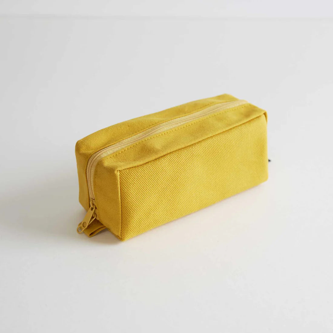 Kurashiki Hampu Canvas Pouch - Medium Size Mustard Yellow Japanese Cotton Bag for Travel, Makeup & Daily Essentials