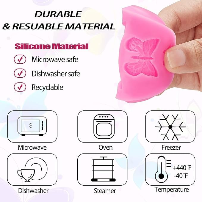 Skytail Butterfly Silicone Mold for Fondant, Chocolate, Candy, Cake Decorating, Jelly, Gummy, Cupcake Topper, Ice Cube, Sugarpaste, Polymer Clay, Resin Art & Jewelry - Perfect for Baking, DIY Crafts & Kitchen Decor