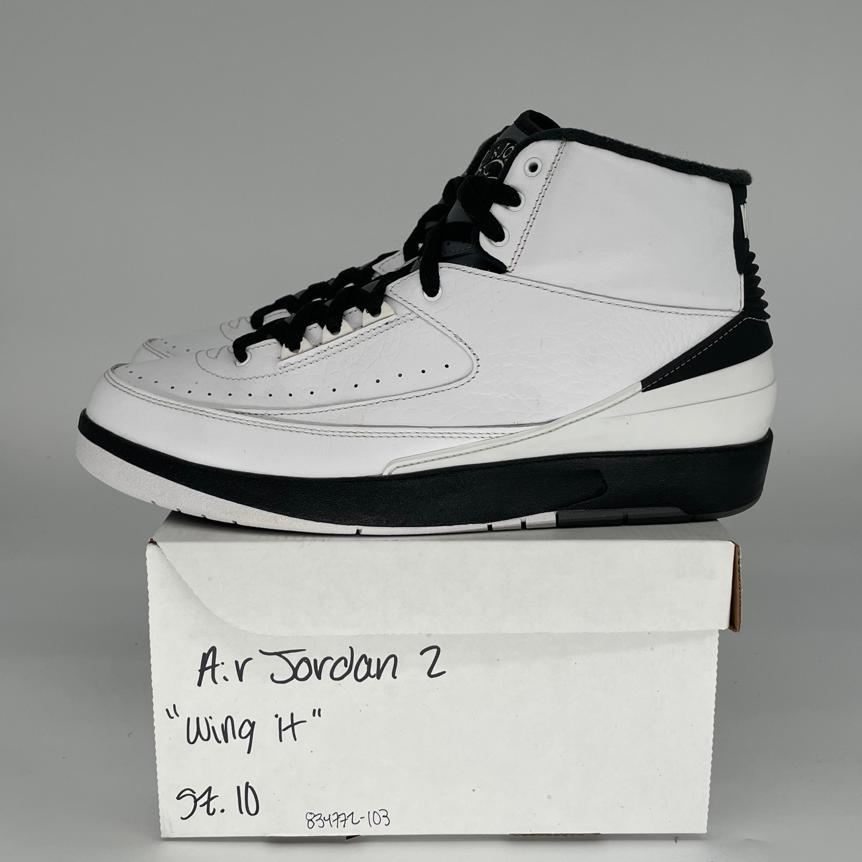 Original Air Jordan 2 Retro 'Wing It' White/Black Size 10 Men's Basketball Shoes 834272-103 - Perfect for Streetwear & Court Performance