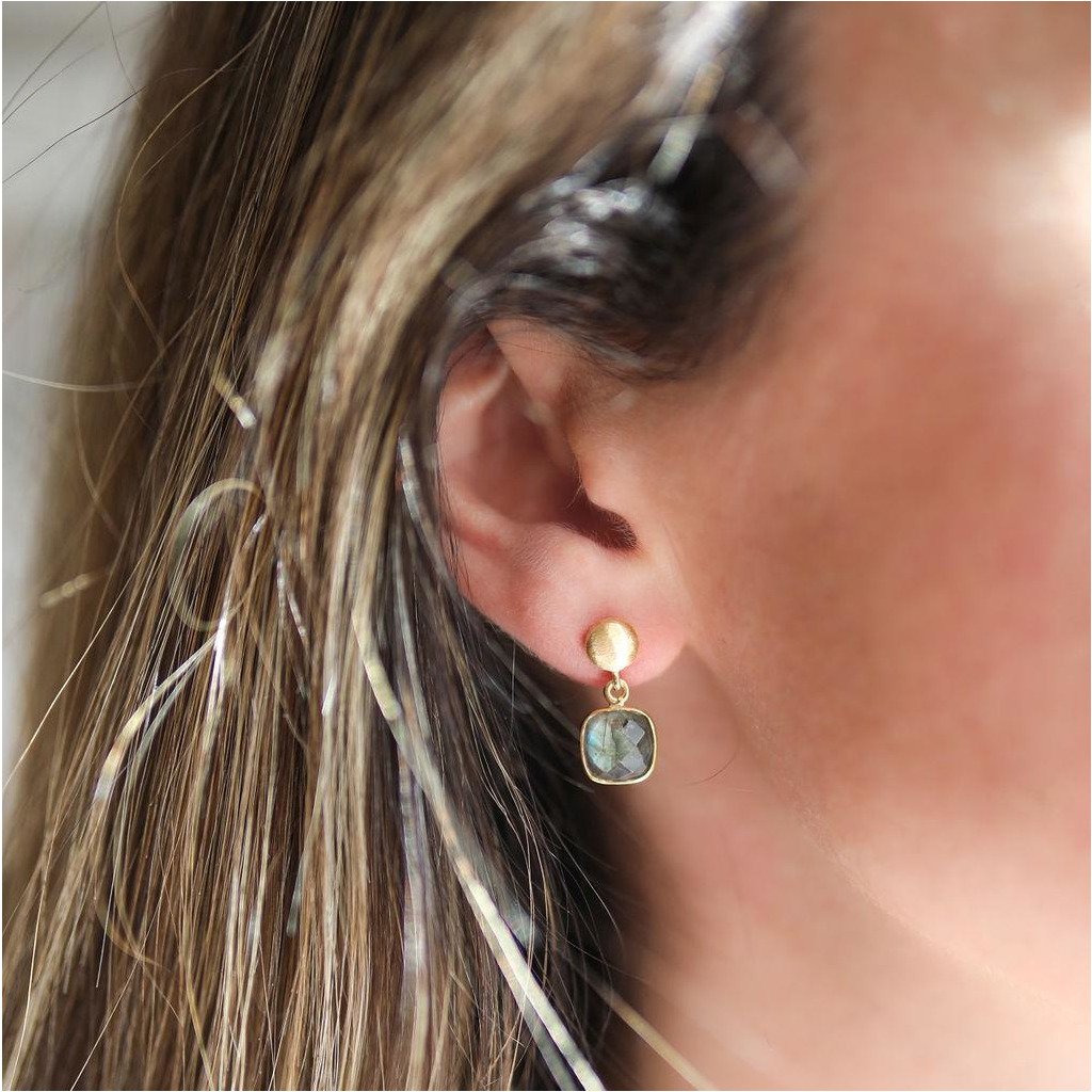 Labradorite & Gold Vermeil Earrings for Women - Elegant Dangle Earrings for Party, Wedding & Everyday Wear