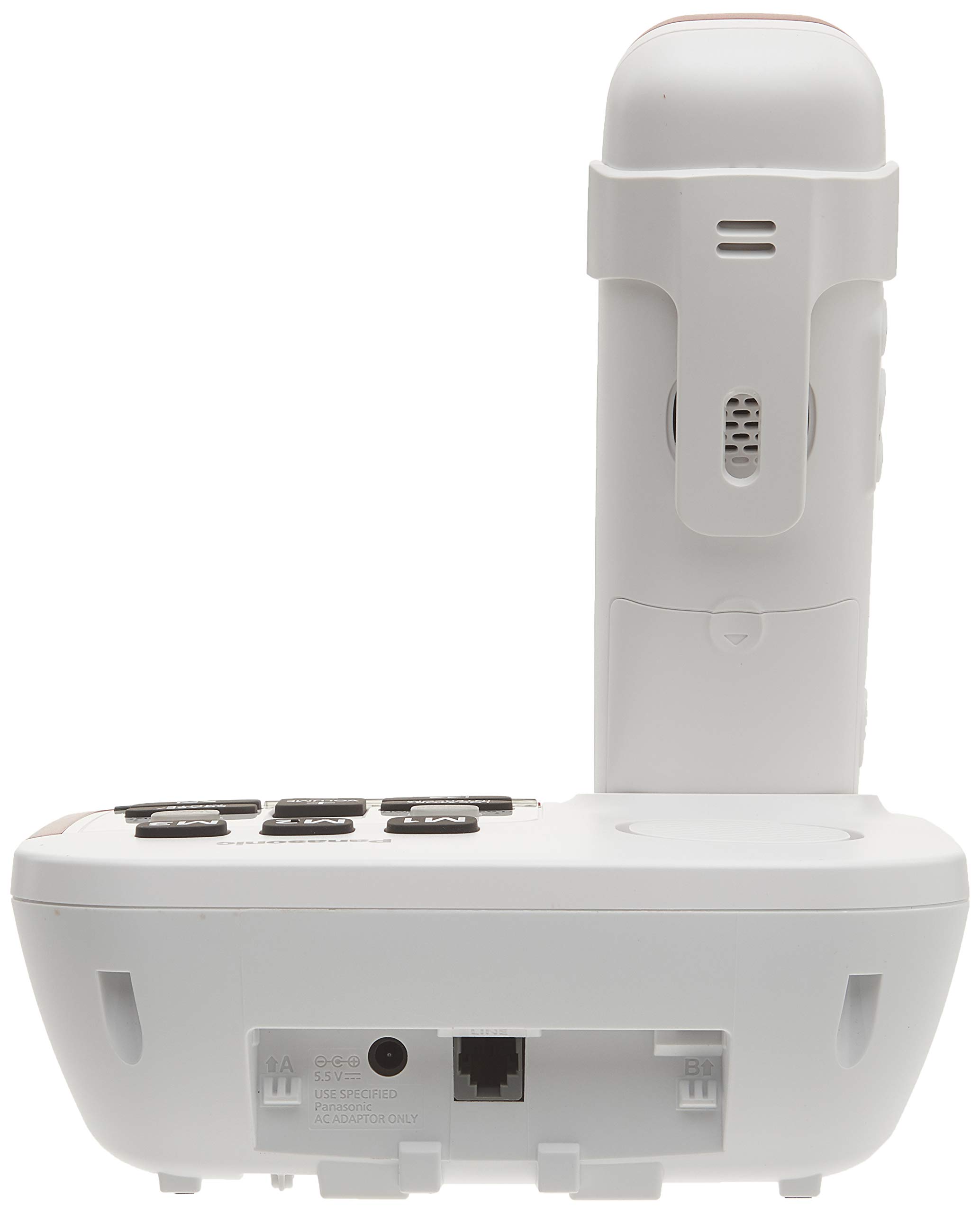 Panasonic KX-TGM470CW White Cordless Phone with Answering Machine - Call Block & Talking Caller ID - 1 Handset - Ideal for Home & Small Business Use