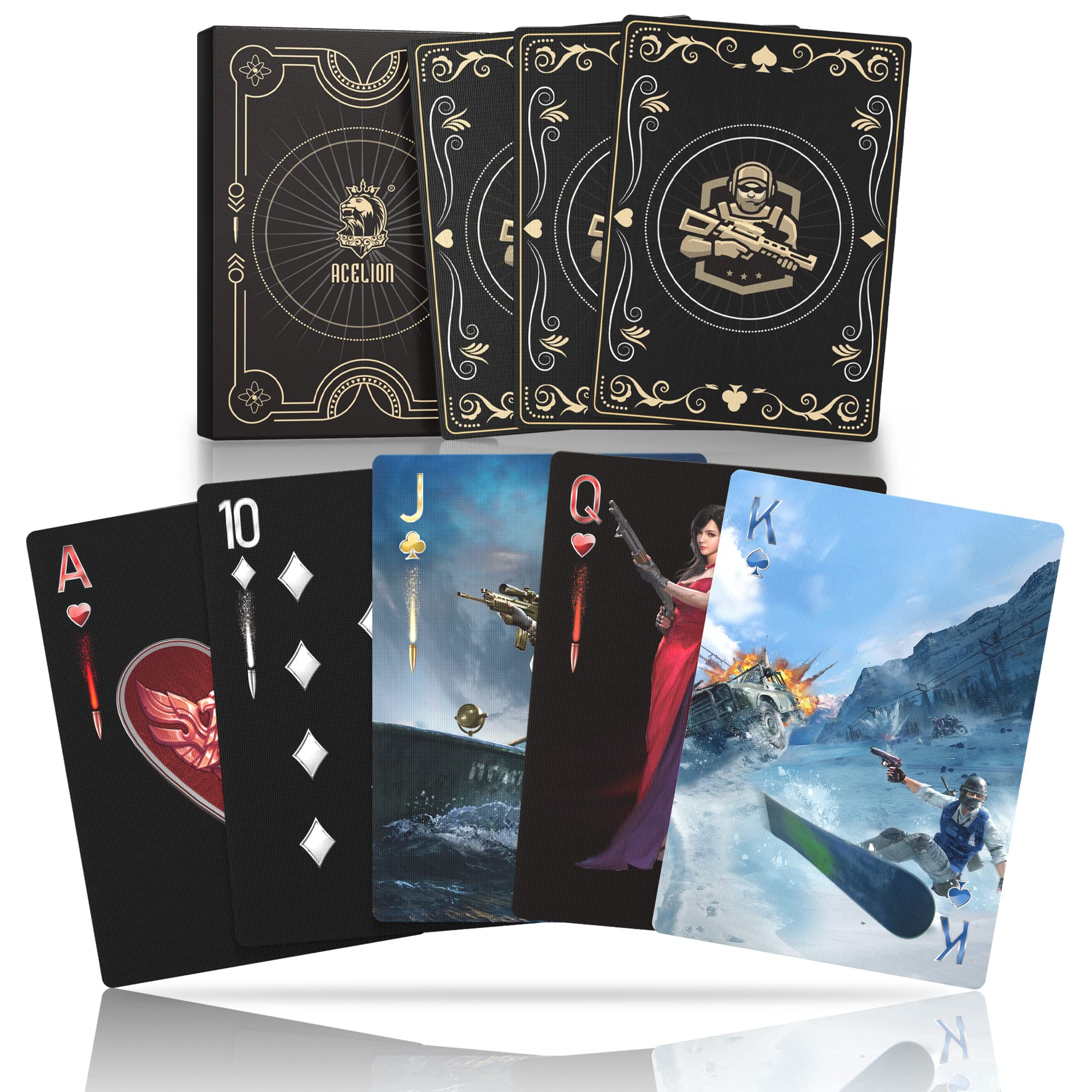 Premium WJPC Warrior Gold Waterproof Playing Cards - Luxury Gift Box Deck for Poker, Blackjack & Casino Games | Ideal for Adults Parties, Travel, Camping & Outdoor Activities