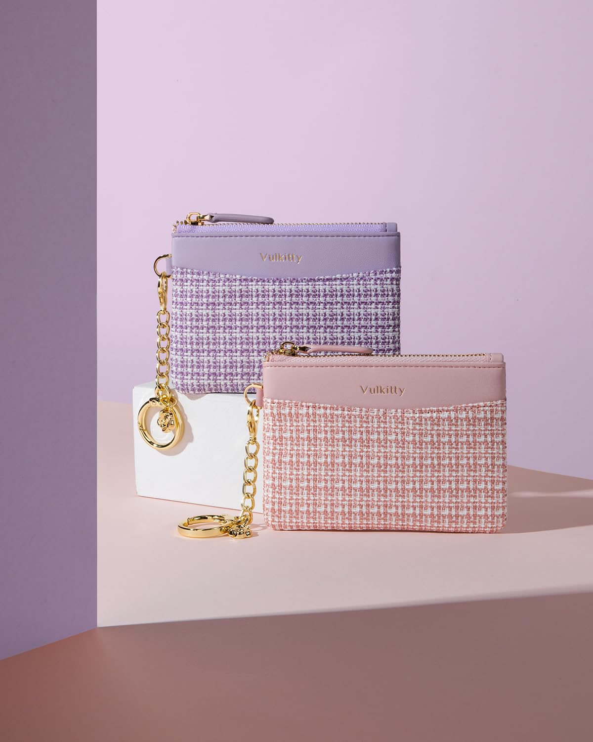 Vulkitty RFID Blocking Slim Women's Wallet - Small Coin Purse with Key Ring & Zipper Closure - Mini Credit Card Holder for Everyday Use (Lilac) | Perfect for Shopping, Travel & Daily Essentials Organization