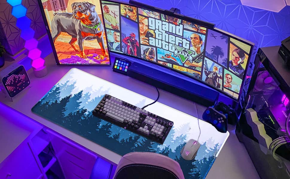ETZ Large Gaming Mouse Pad 31.5 x 11.8 Inches, Non-Slip Rubber Base, Stitched Edges - Extended XXL Mouse Mat for PC, Laptop, Computer - Perfect for Gaming, Office Work & Home Use - Waterproof & Washable Desk Pad for Keyboard & Mouse