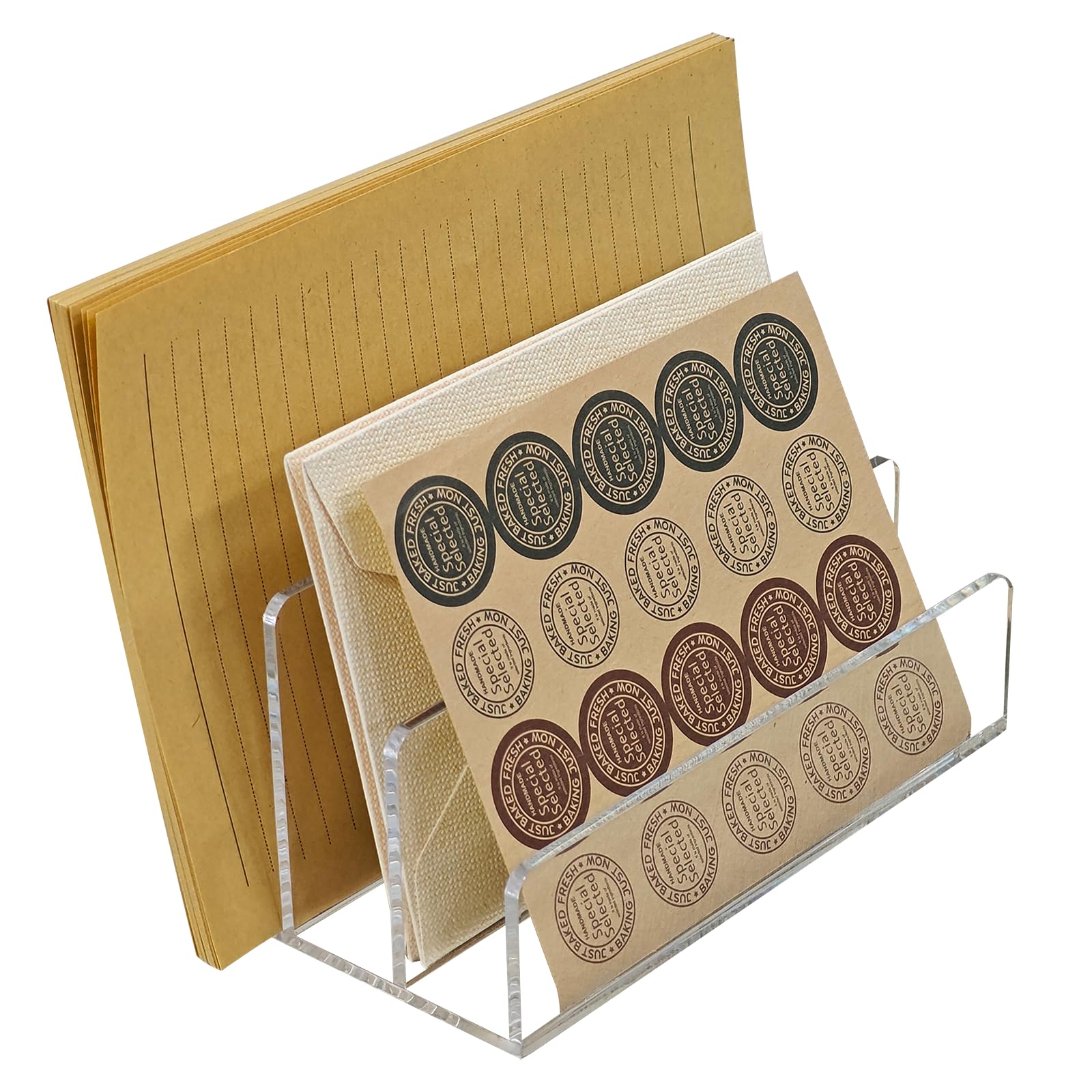 Clear Acrylic Mail Sorter with 3 Compartments - Desktop Letter Organizer for Bills, Envelopes & Documents | Perfect for Office, Home & School Organization | Space-Saving Desk Accessory for Paper Management