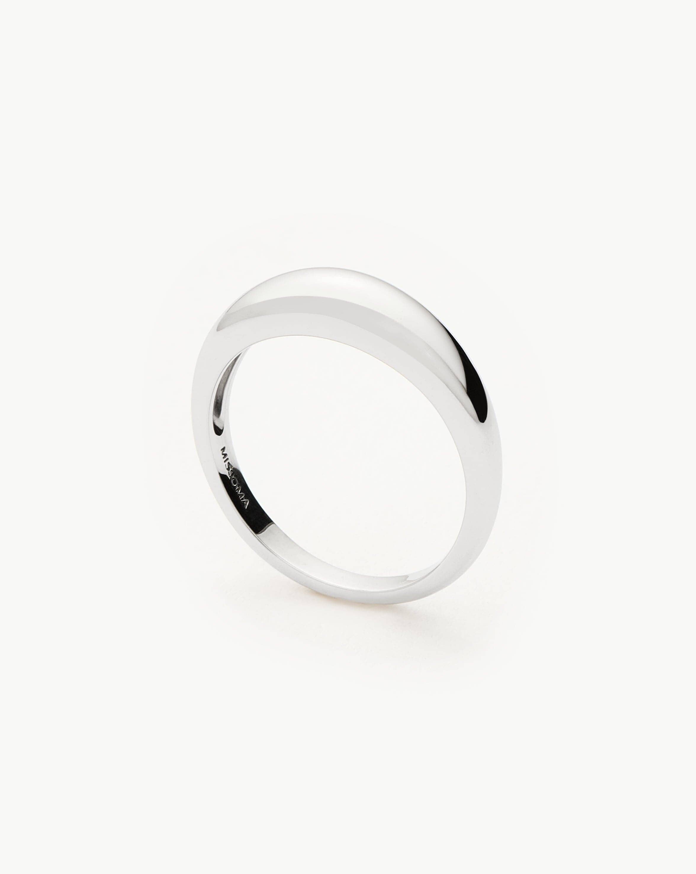 14K Solid White Gold Classic Dome Ring for Women - Elegant & Timeless Jewelry for Weddings, Anniversaries & Special Occasions